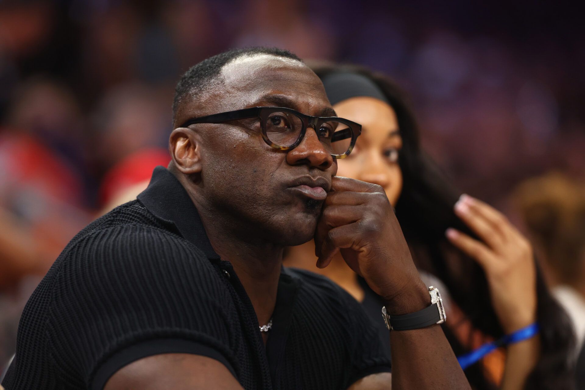 Former NFL football player Shannon Sharpe in attendance of the WNBA All Star Game at Footprint Center.