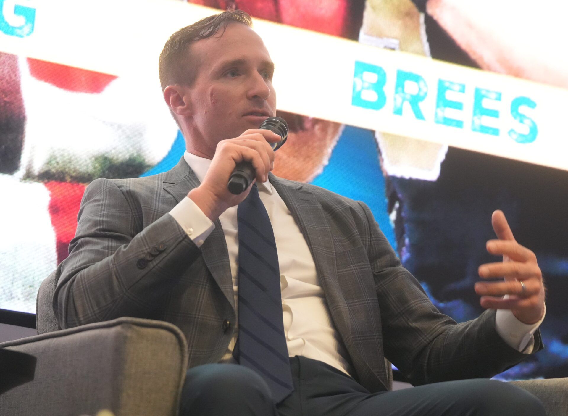 2026 Pro Football Hall of Fame enshrinee Drew Brees talks about his beginnings in football at the Hall, Friday, April 17, 2026.