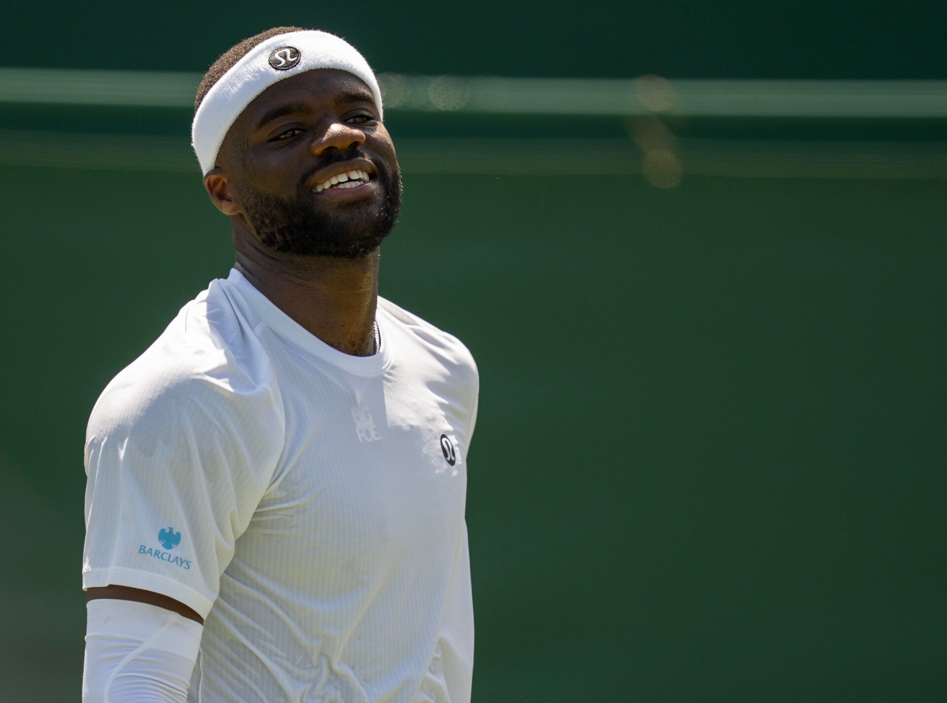 Frances Tiafoe of the United States during his match against Elmer Moller of Denmark on day one at the All England Lawn Tennis and Croquet Club.