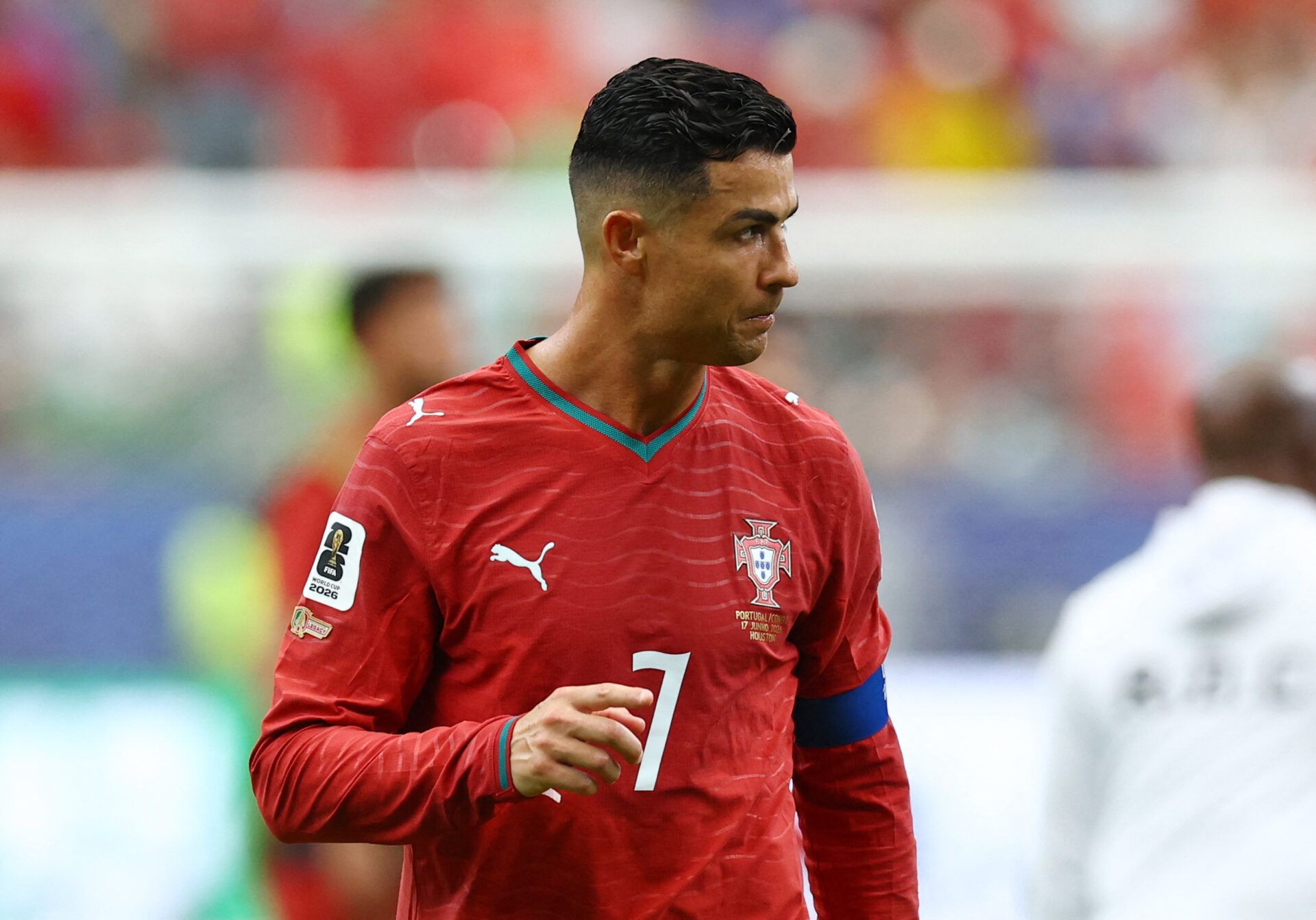 Soccer Football - FIFA World Cup 2026 - Group K - Portugal v DR Congo - Houston Stadium, Houston, Texas, U.S. - June 17, 2026 Portugal's Cristiano Ronaldo looks dejected after the match REUTERS/Phil Noble