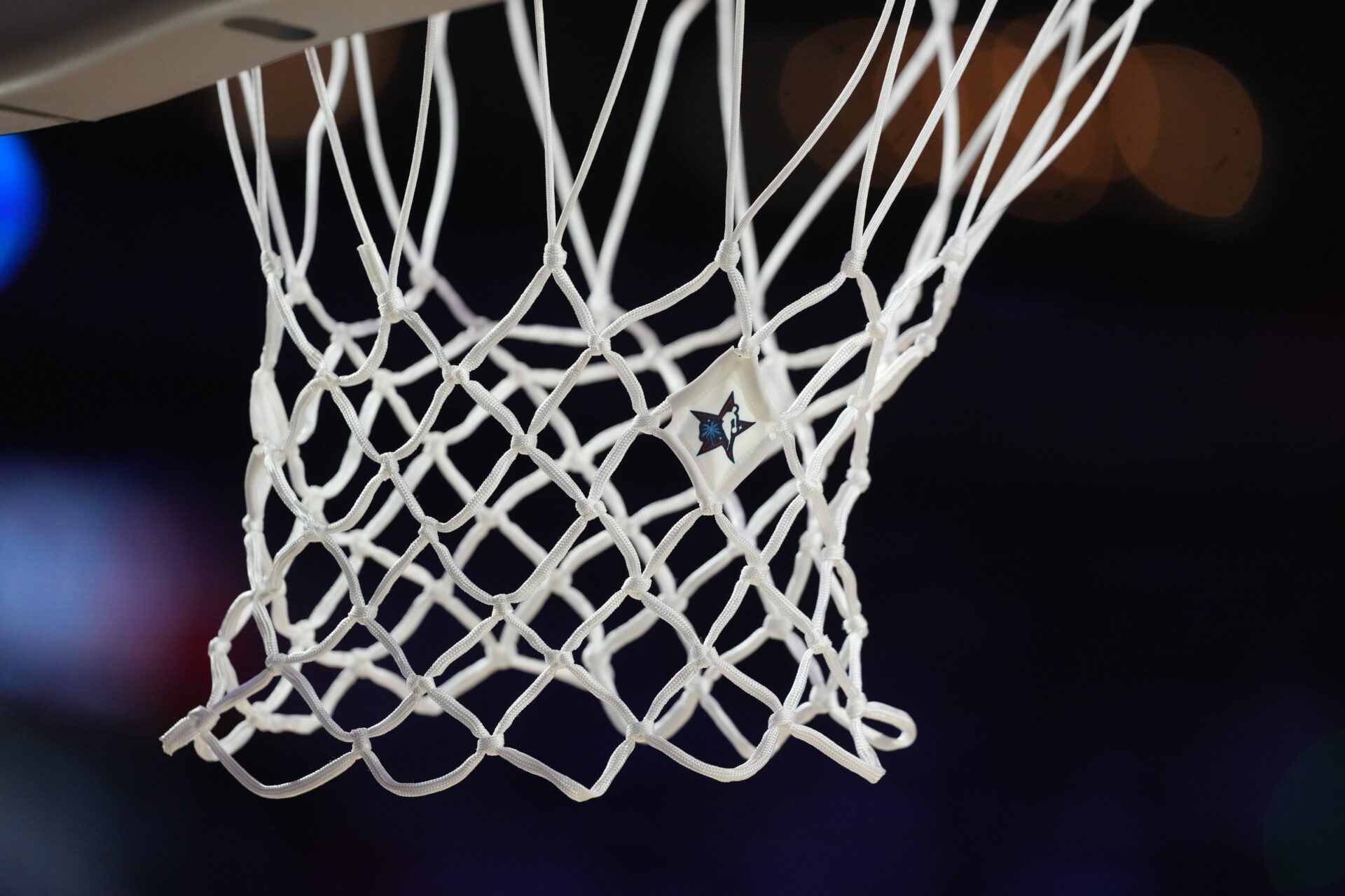 A detailed view of the NBA All Star logo before the 75th NBA All Star Game at Intuit Dome.