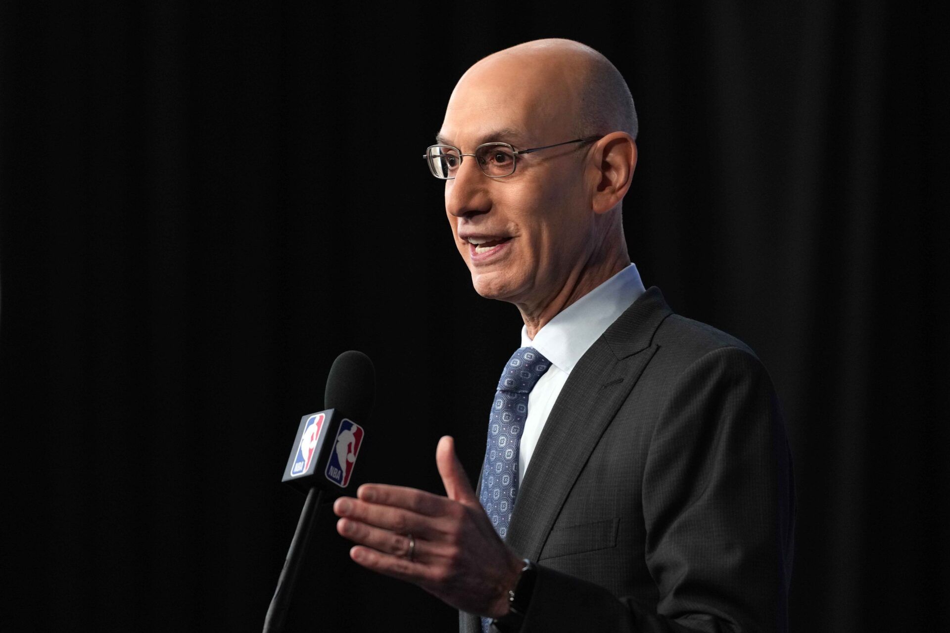 NBA commissioner Adam Silver speaks at press conference during the NBA All Star game at the Intuit Dome.