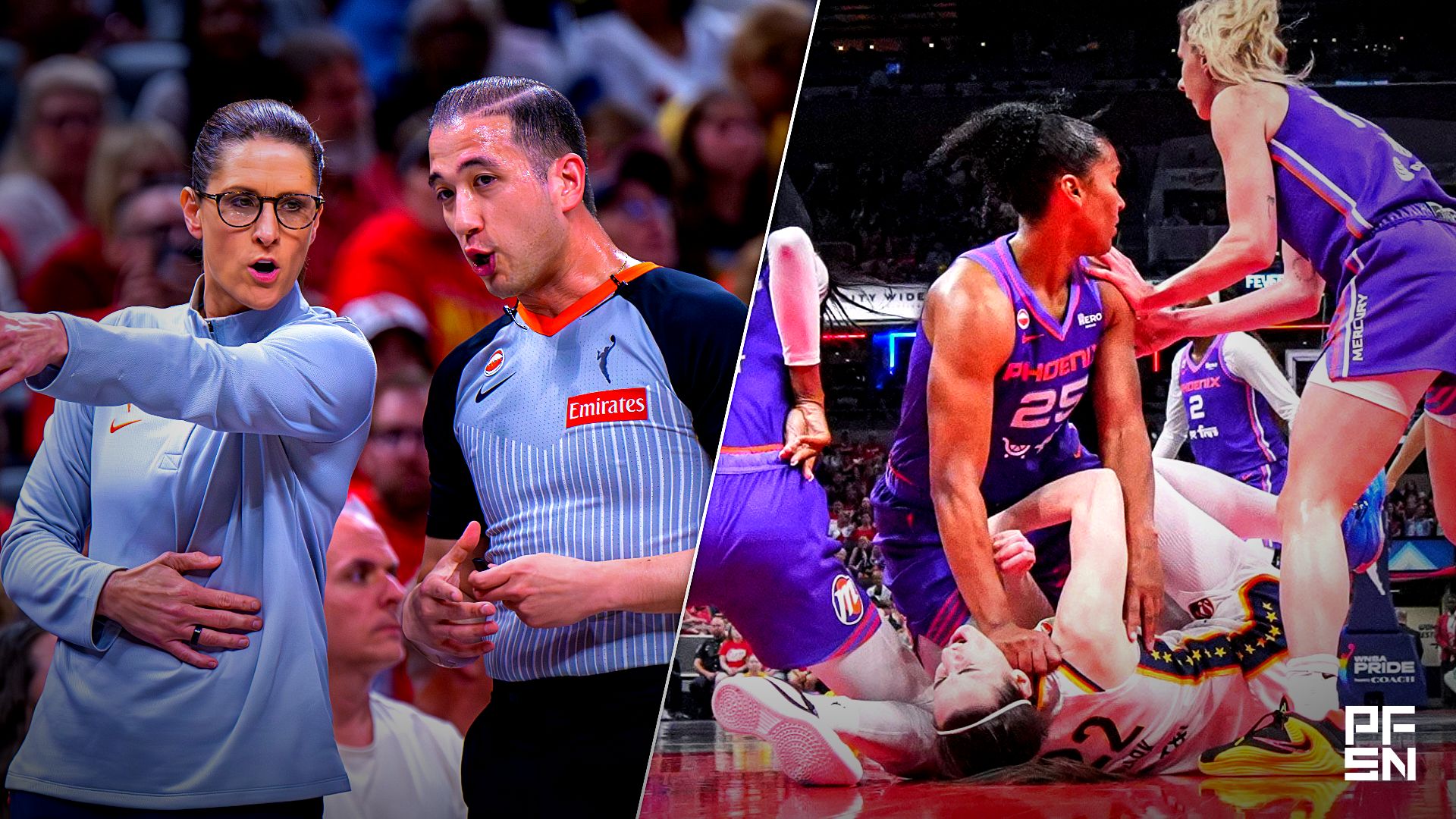 Indiana Fever coach Stephanie White lambasted the referees after a no-call on a play that involved Caitlin Clark.
