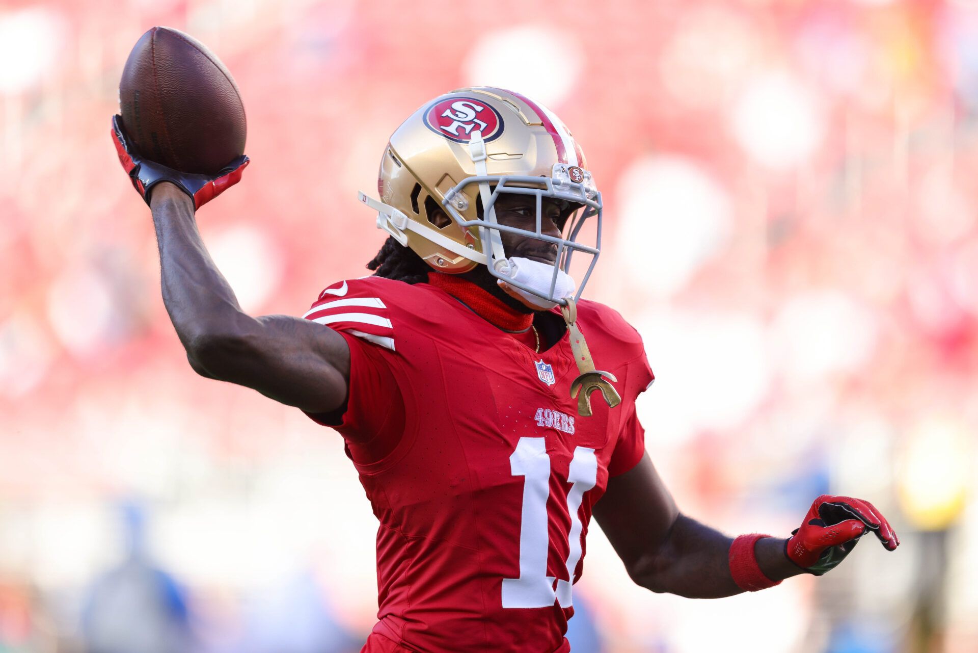 San Francisco 49ers wide receiver Brandon Aiyuk (11) before the game against the Los Angeles Chargers at Levi's Stadium.