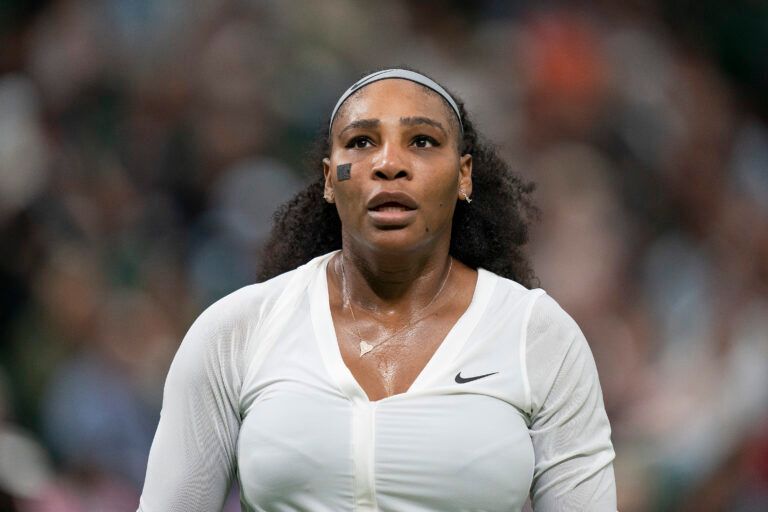 Serena Williams (USA) during her first round match against Harmony Tan (FRA) on day two at All England Lawn Tennis and Croquet Club.