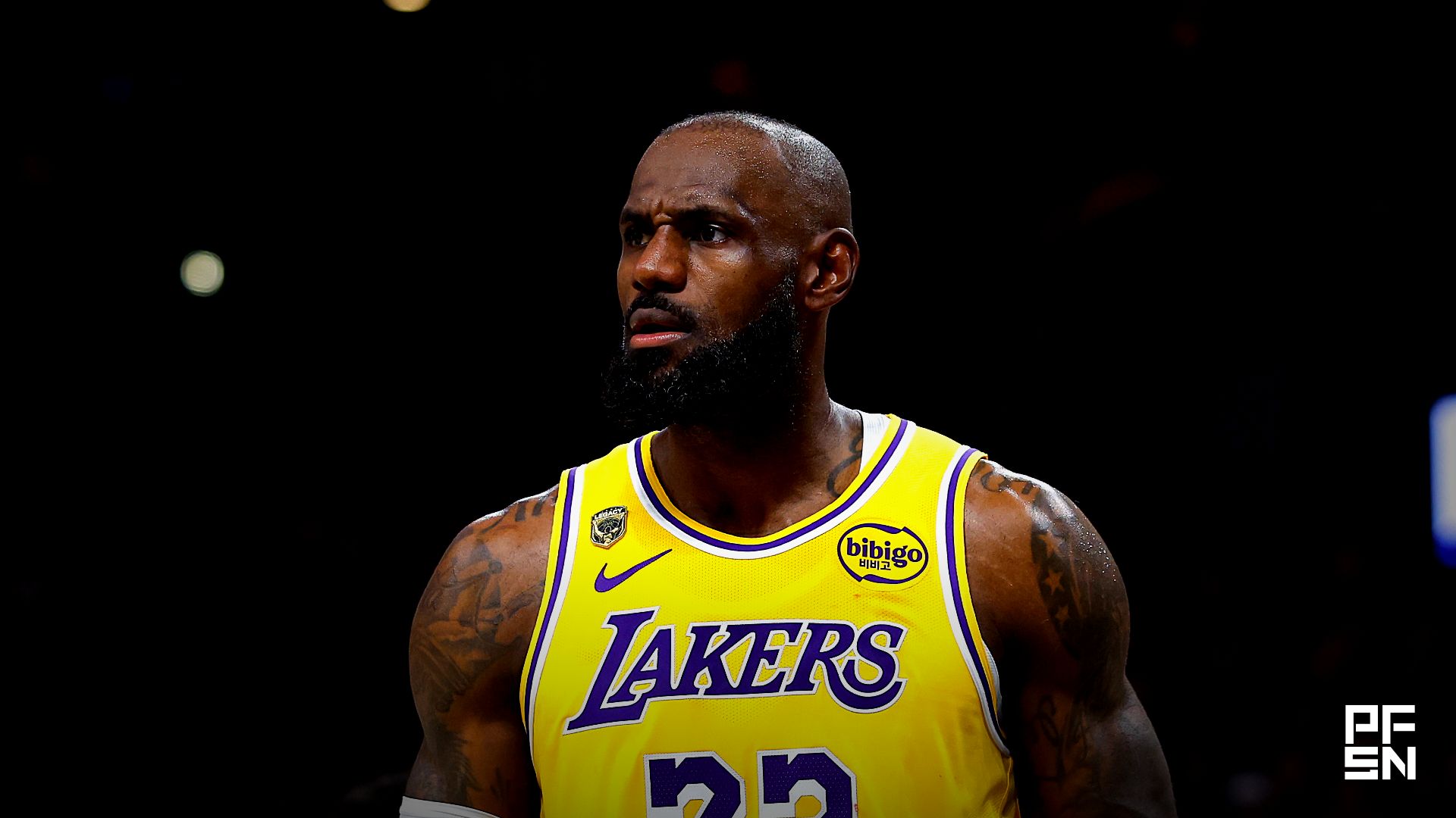 Los Angeles Lakers forward LeBron James (23) reacts after a play against the Oklahoma City Thunder in the second half during game two of the second round of the 2026 NBA Playoffs at Paycom Center.