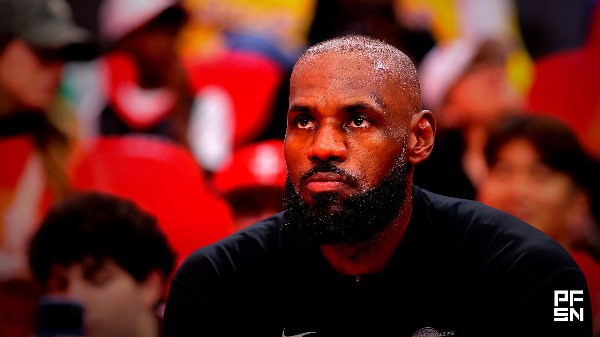 Los Angeles Lakers forward Lebron James (23) prior to game six of the first round of the 2026 NBA Playoffs against the Houston Rockets at Toyota Center.