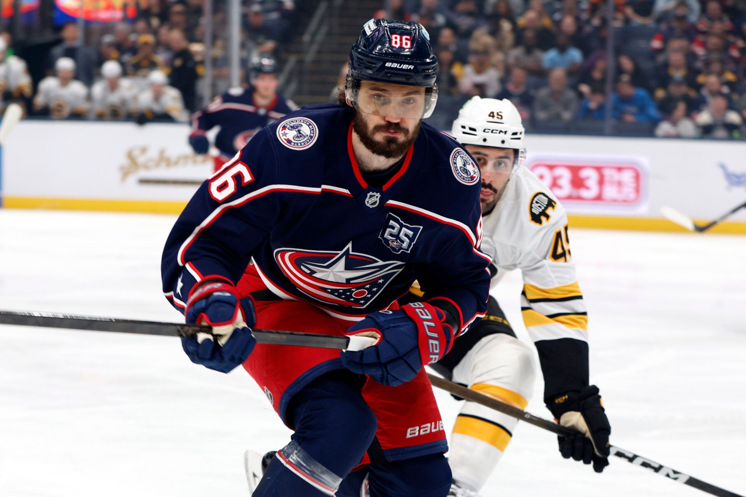 Columbus Blue Jackets right wing Kirill Marchenko. 