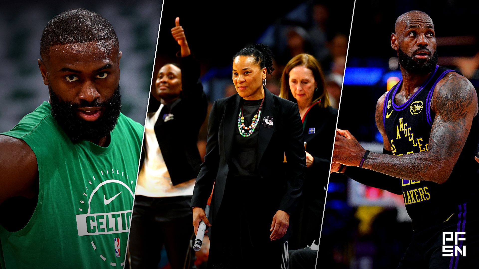 The 76ers' acquisition of Jaylen Brown and reported interest in LeBron James draws an ecstatic reaction from Dawn Staley.