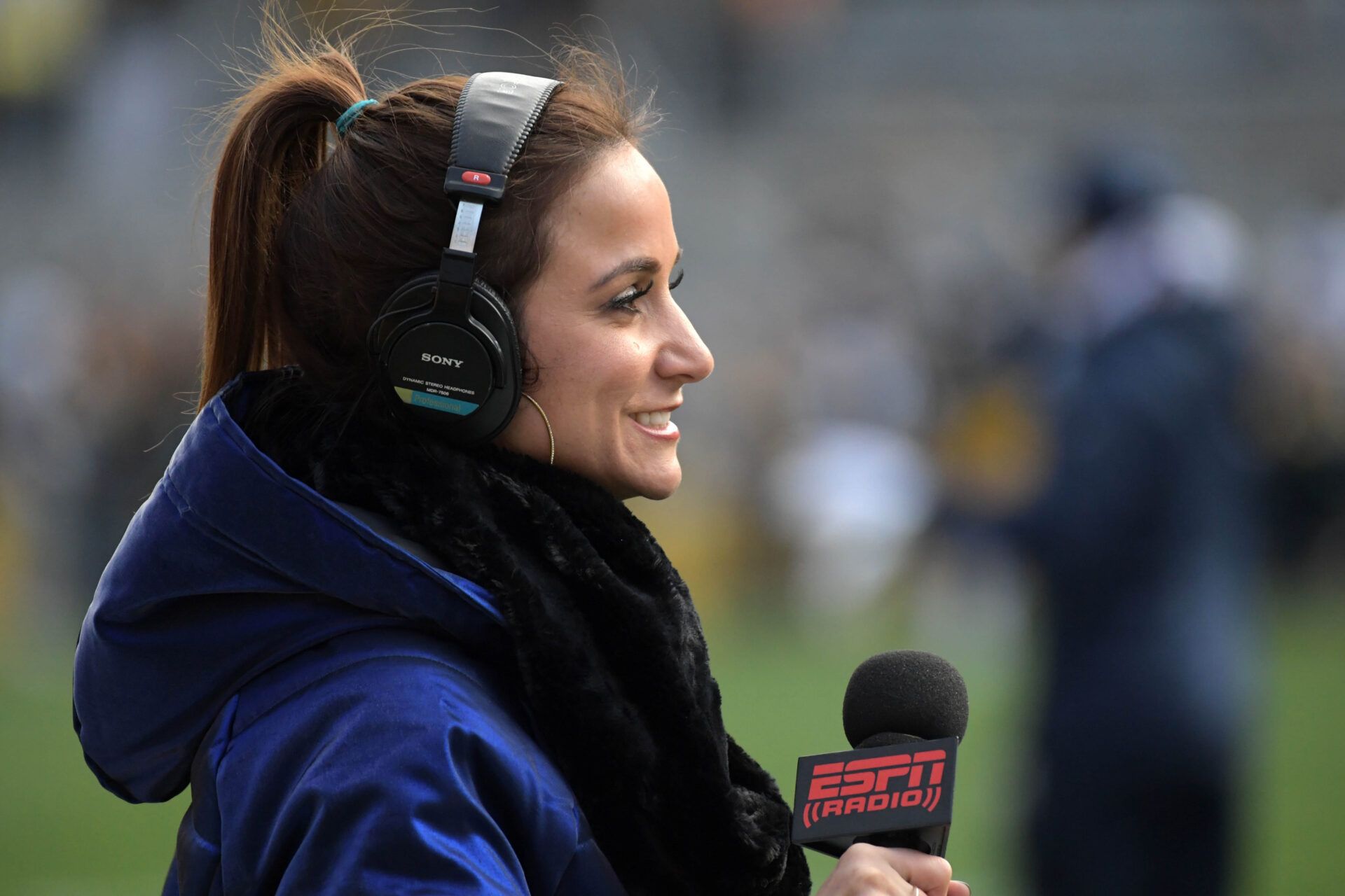 ESPN radio sideline reporter Dianna Russini during the NFL game between the Pittsburgh Steelers and the Los Angeles Rams at Heinz Field. The Steelers defeated the Rams 17-12.