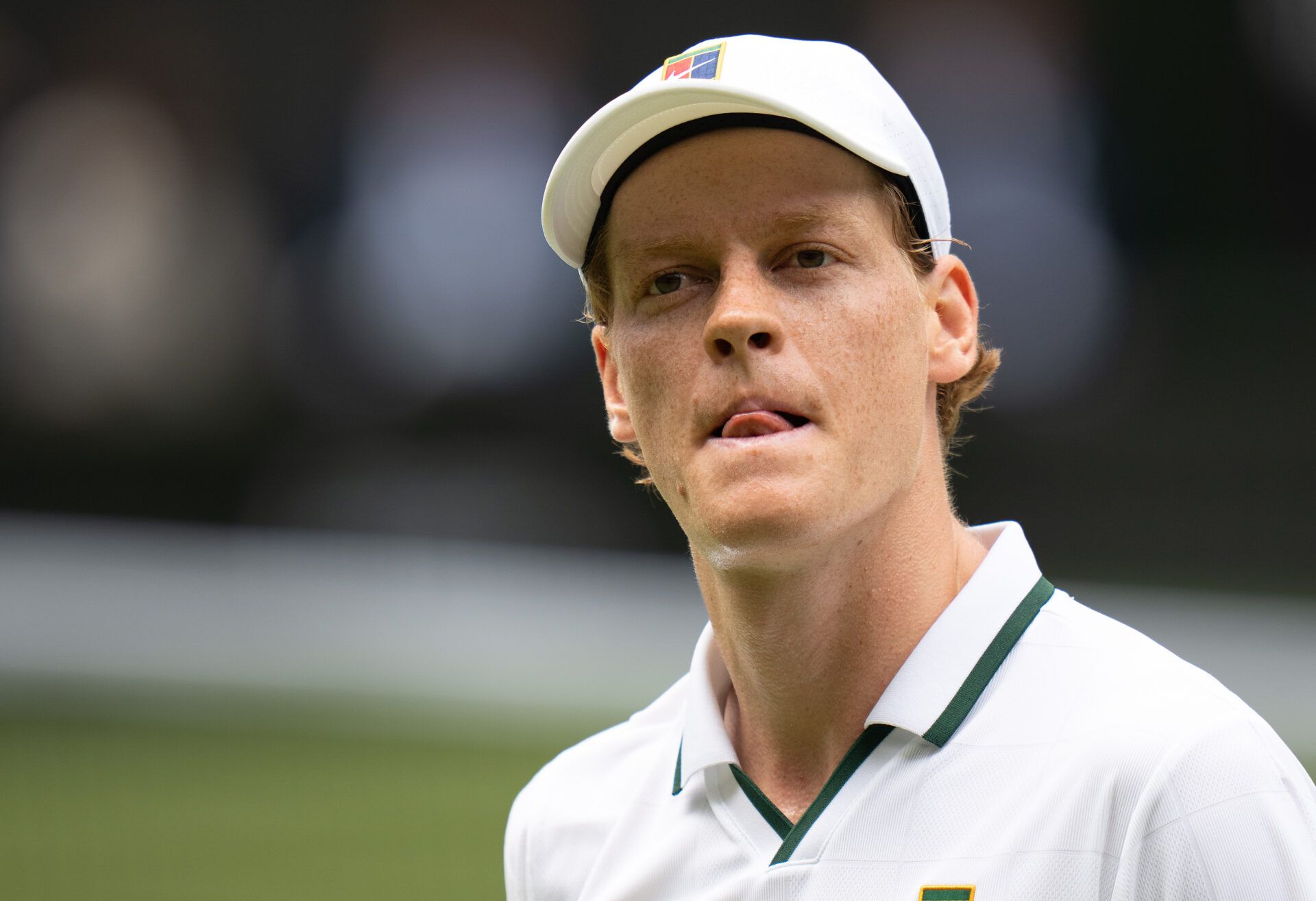 Jannik Sinner of Italy during his match against Nuno Borges of Portugal on day three at All England Lawn Tennis and Croquet Club.