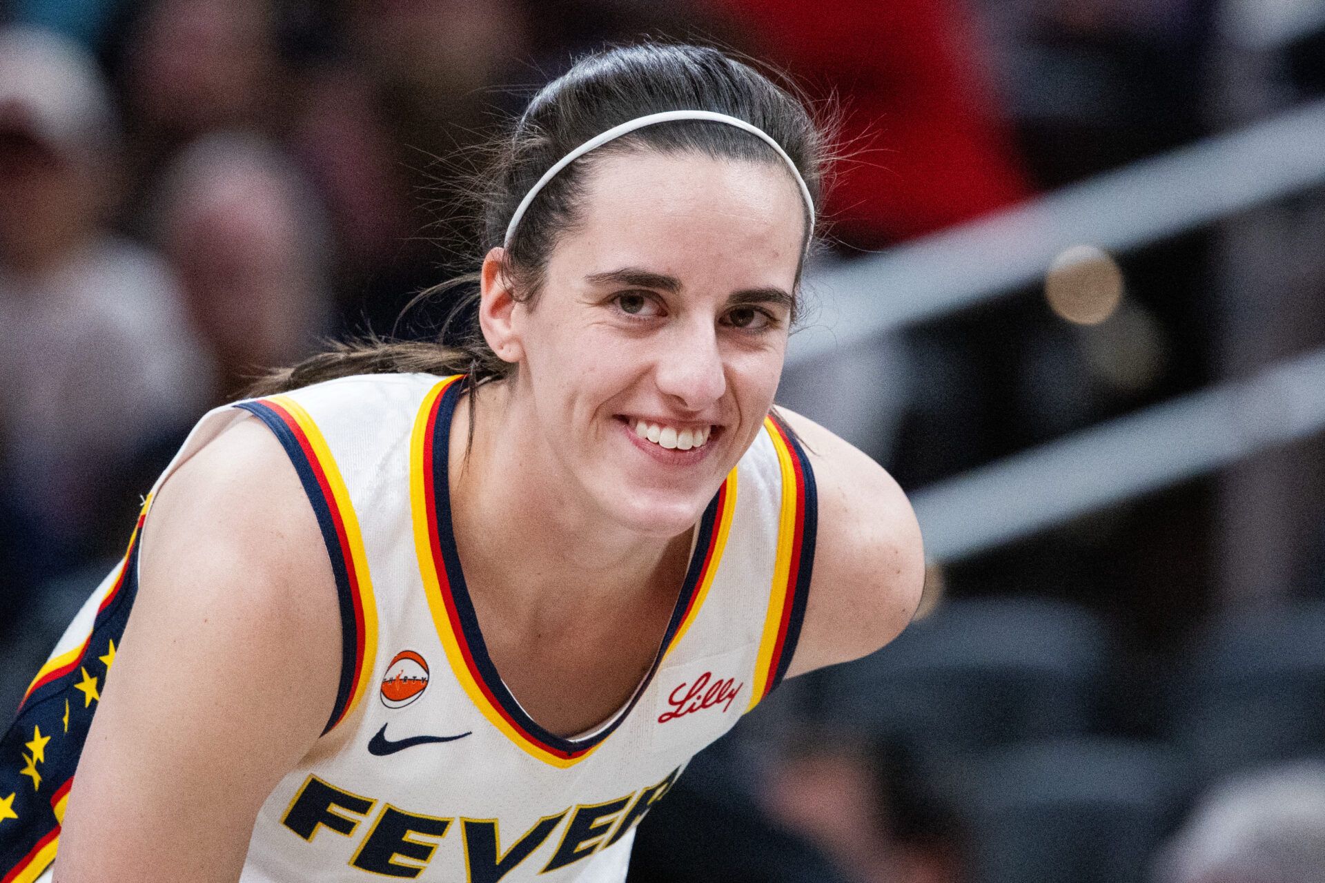 Indiana Fever guard Caitlin Clark (22) in the first half against the Phoenix Mercury at Gainbridge Fieldhouse.