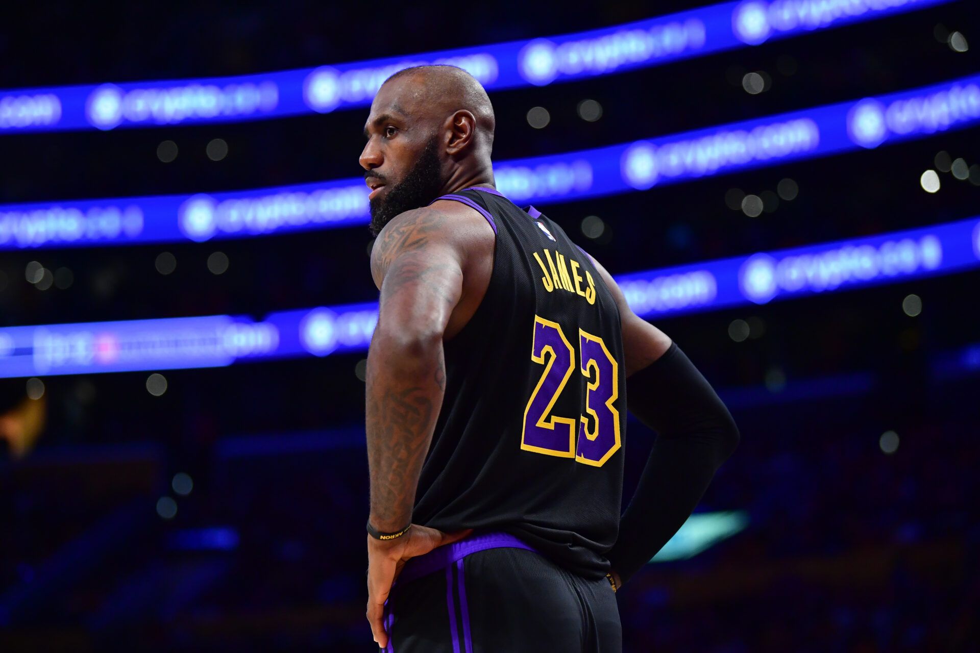 Los Angeles Lakers forward LeBron James (23) during the second half in game four of the second round of the 2026 NBA Playoffs at Crypto.com Arena.