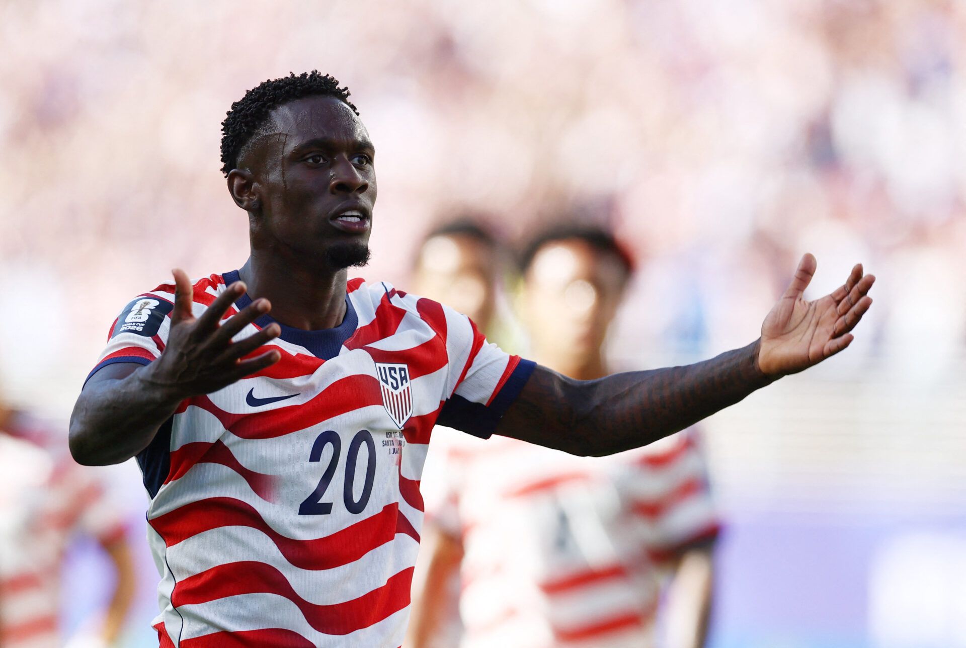 Folarin Balogun of the U.S. celebrates scoring their first goal.