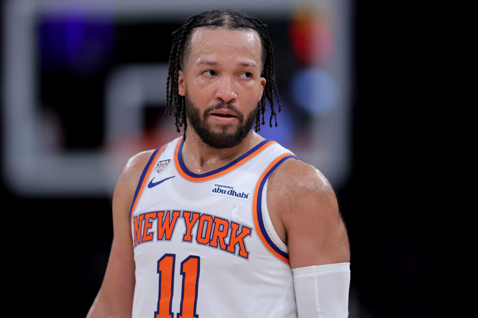 New York Knicks guard Jalen Brunson (11) during the second quarter of game four of the 2026 NBA Finals against the San Antonio Spurs at Madison Square Garden.