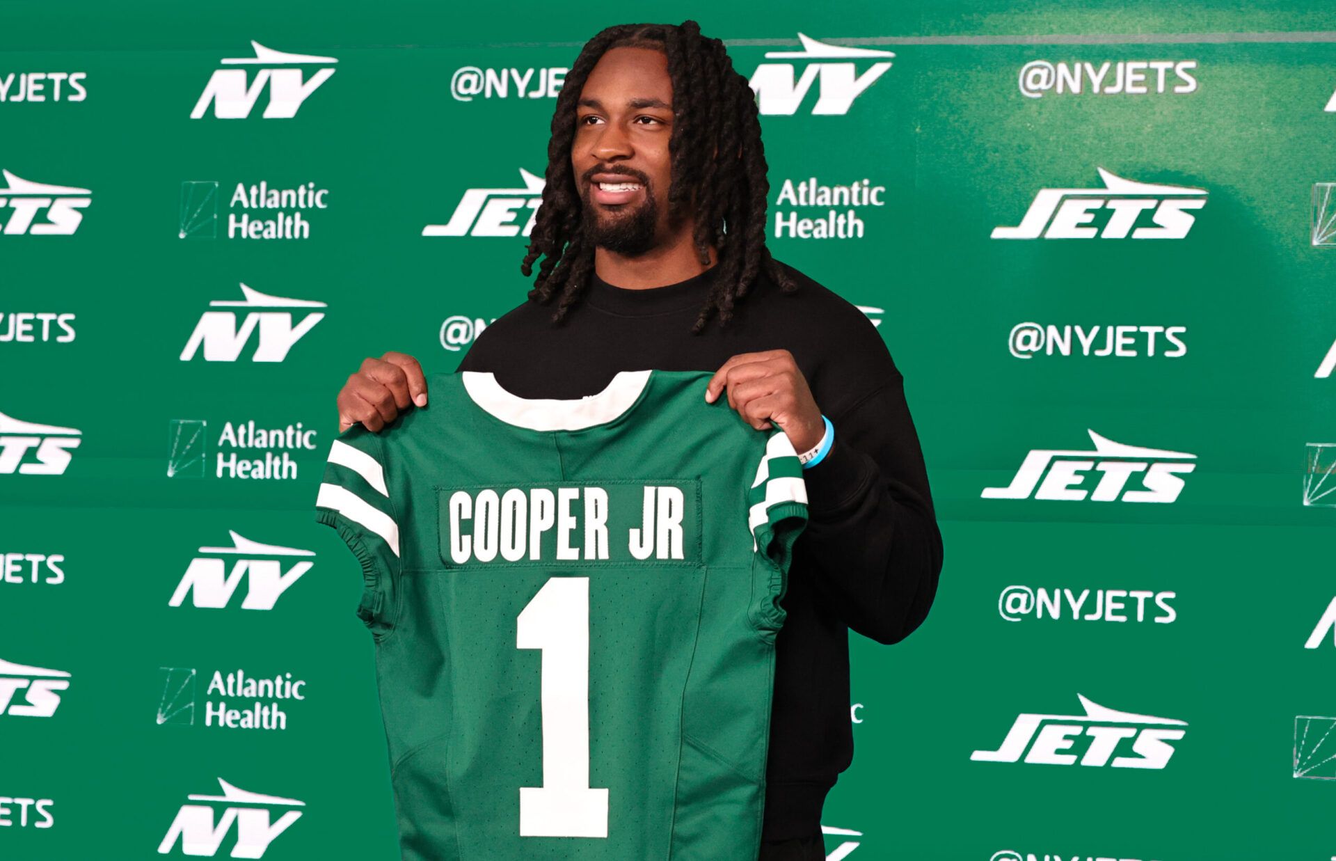 New York Jets Draft pick, wide receiver Omar Cooper Jr. at Atlantic Health Jets Training Center.