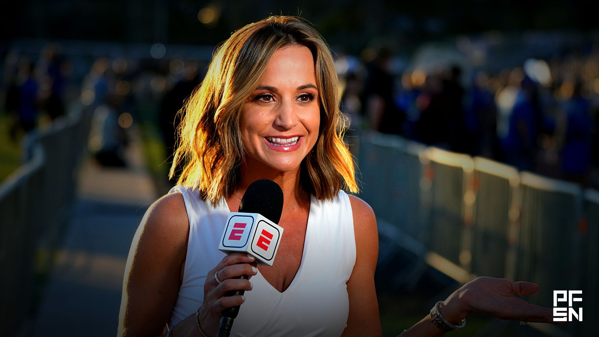 ESPN reporter Dianna Russini at Los Angeles Rams Super Bowl LVI Opening Night (Credits: USA Today Sports)