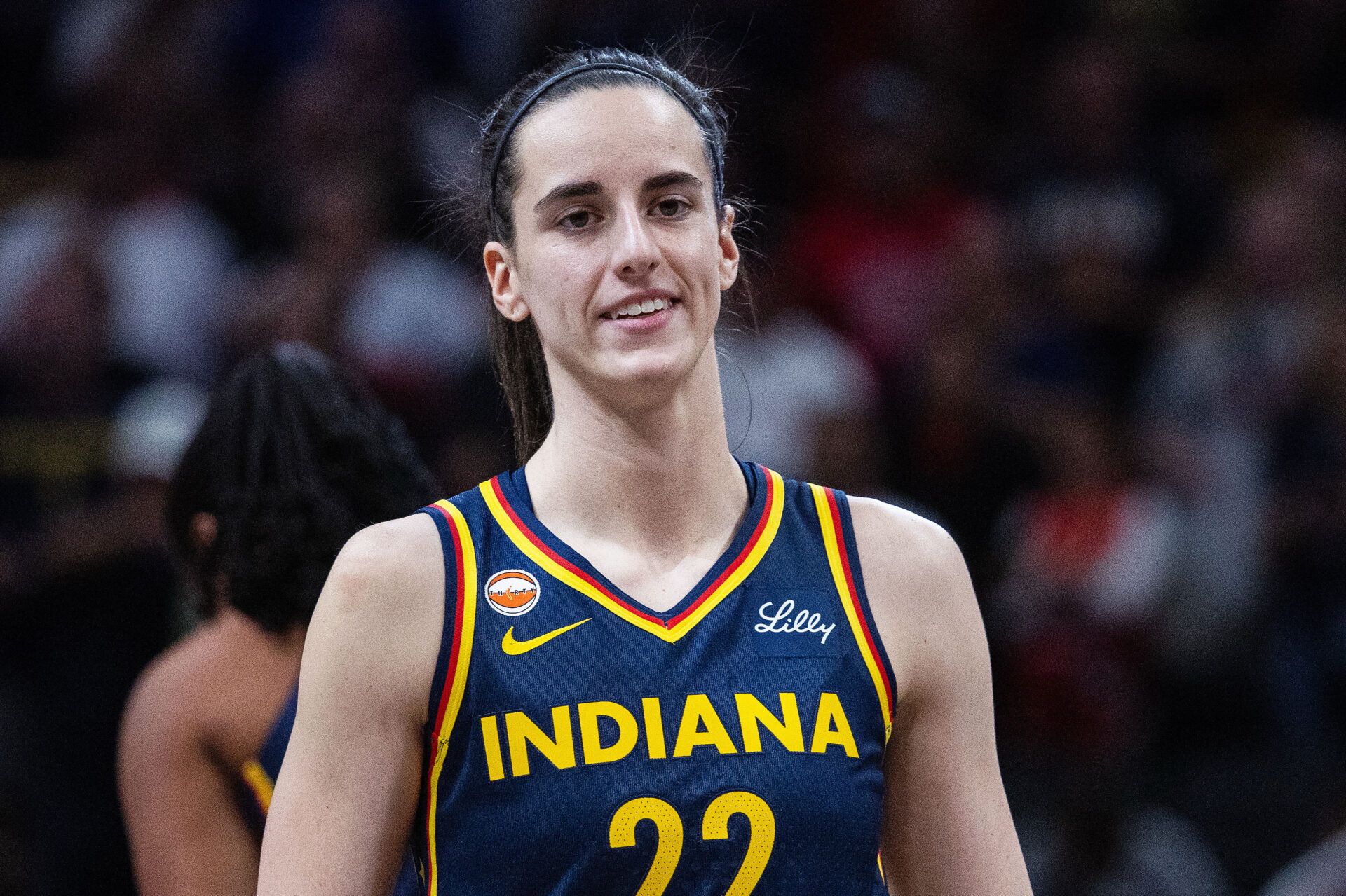 Indiana Fever guard Caitlin Clark (22) in the first half against the Phoenix Mercury at Gainbridge Fieldhouse.
