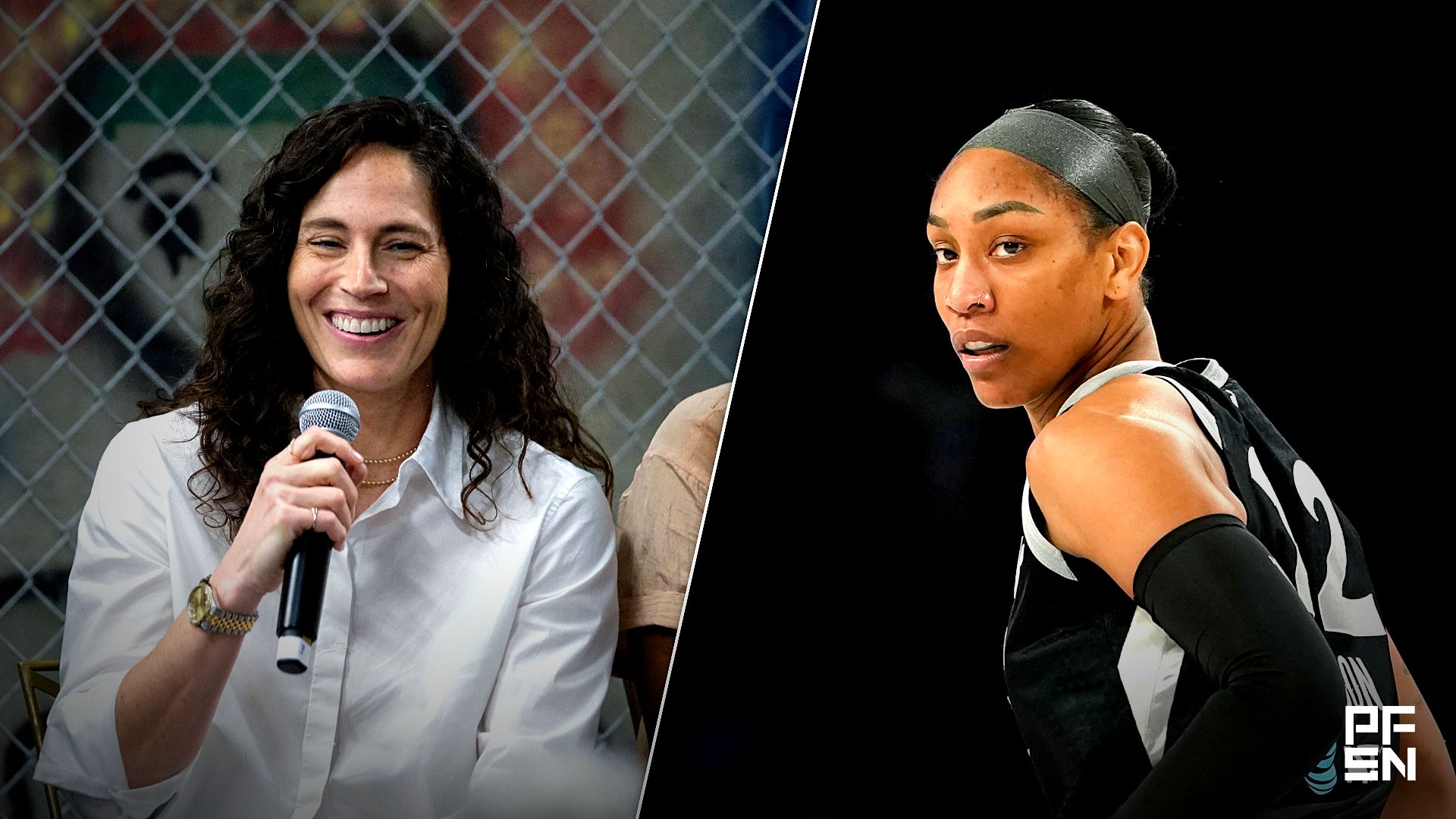Collage featuring Sue Bird shares some laughs as she answers questions from the crowd during The Women's Basketball Hall of Fame 2025 Inductions and BASKETBALL-WNBA/.
USA TODAY Network via Reuters Connect / IMAGN IMAGES via Reuters Connect