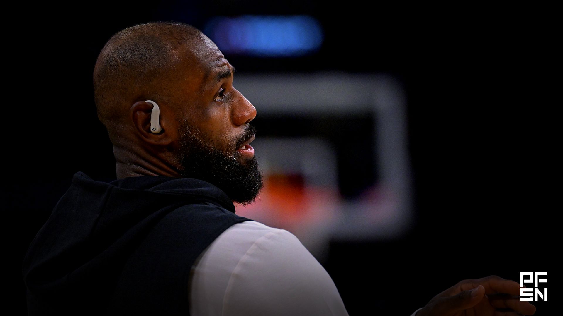 Los Angeles Lakers forward LeBron James (23) warms up prior to game three of the second round of the 2026 NBA Playoffs against the Oklahoma City Thunder at Crypto.com Arena.