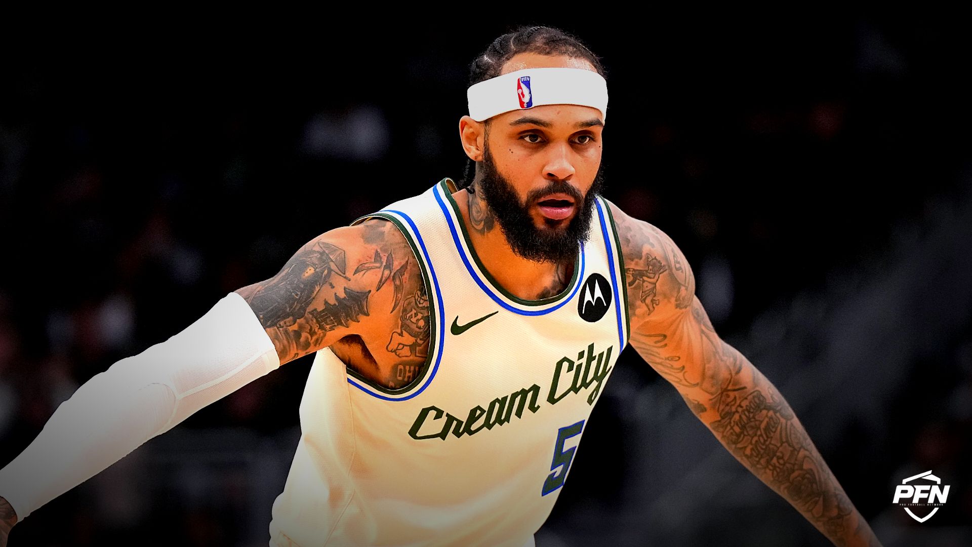 Milwaukee Bucks guard Gary Trent Jr. (5) during the game against the New Orleans Pelicans at Fiserv Forum.