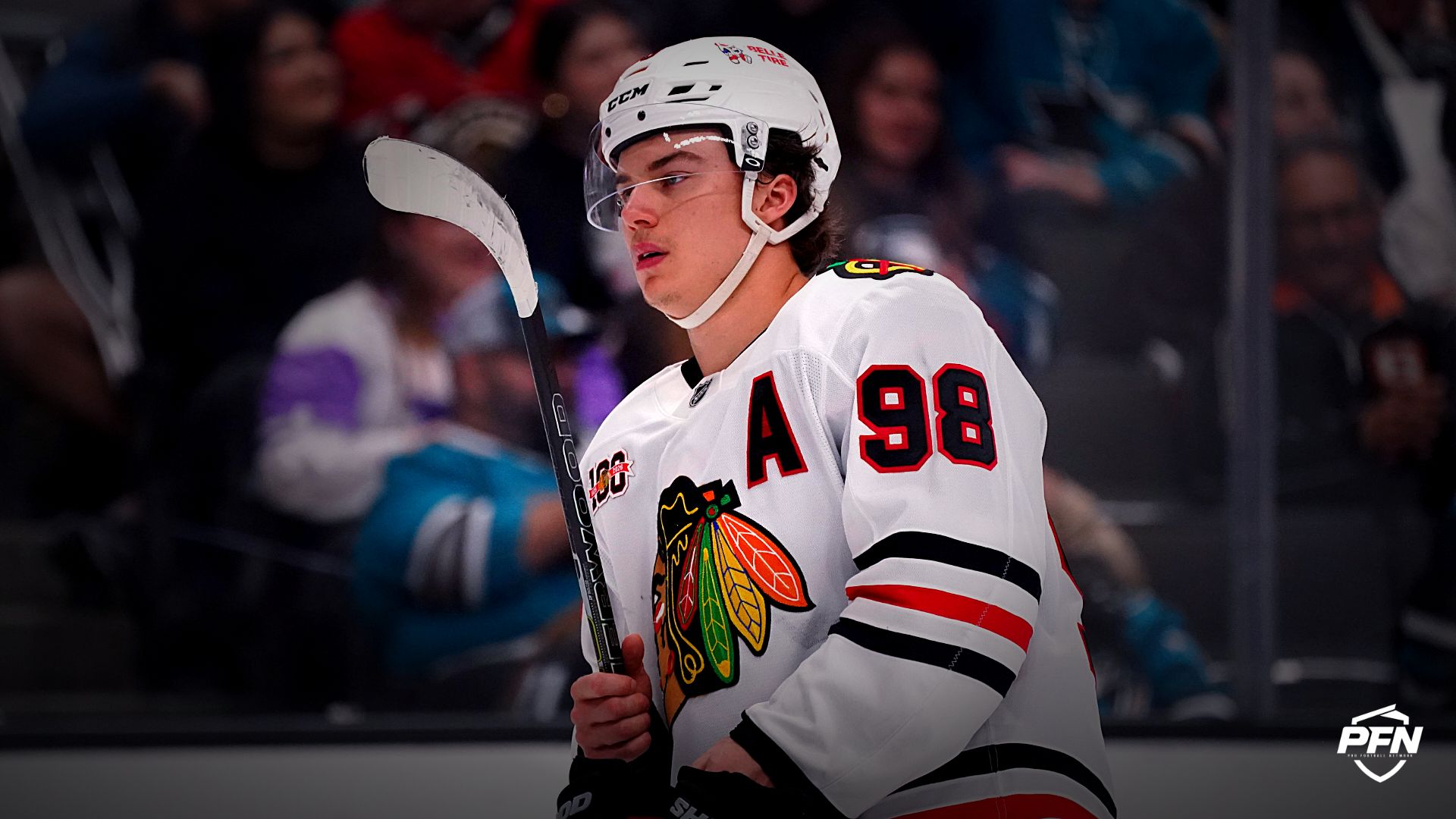 Chicago Blackhawks center and alternate captain Connor Bedard.