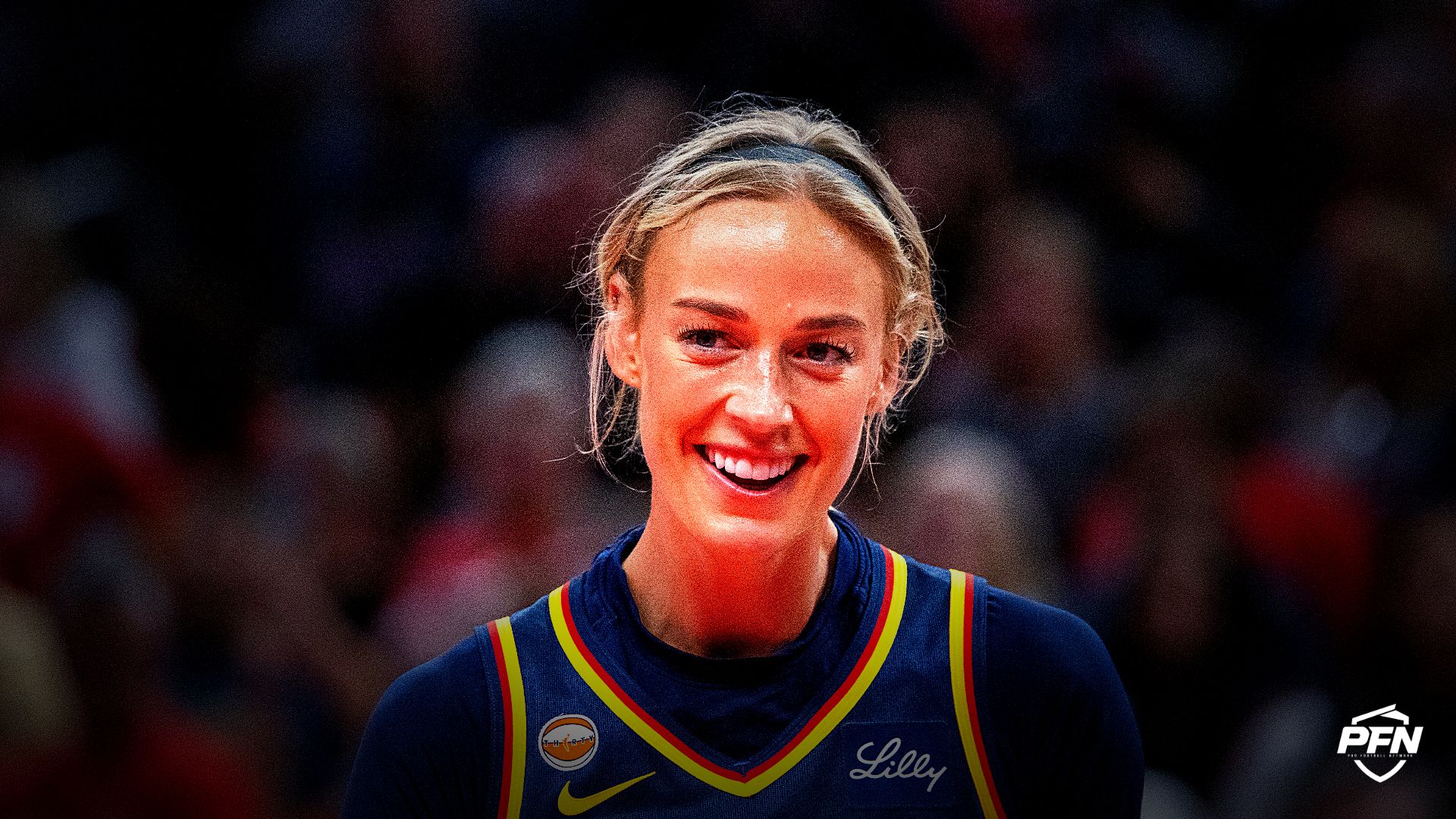 Indiana Fever guard Sophie Cunningham (8) in the second half against the New York Liberty at Gainbridge Fieldhouse.