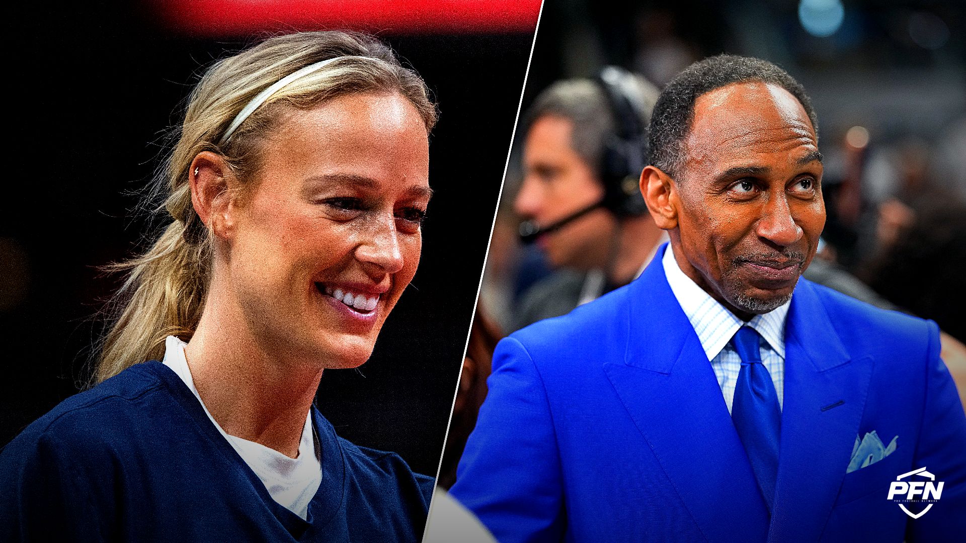 Stephen A. Smith addresses Sophie Cunningham's stance on transgender athletes with a thought-provoking NBA analogy.