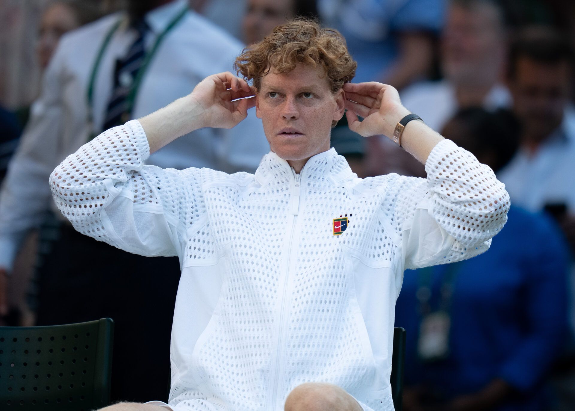 Jannik Sinner of Italy after winning the mens singles final against Alexander Zverev of Germany on day 14 at All England Lawn Tennis and Croquet Club.