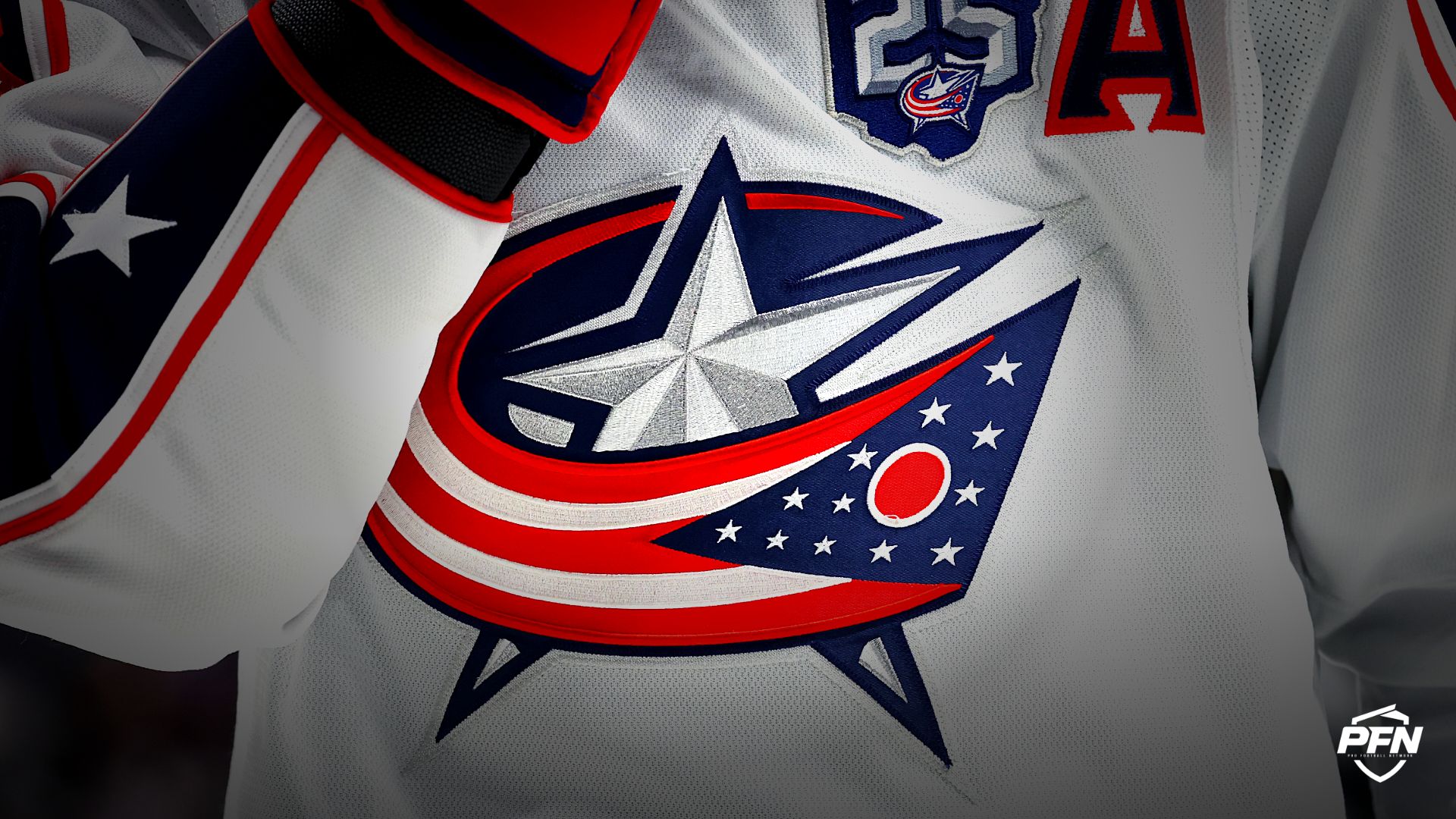 A general view of a Columbus Blue Jackets jersey.