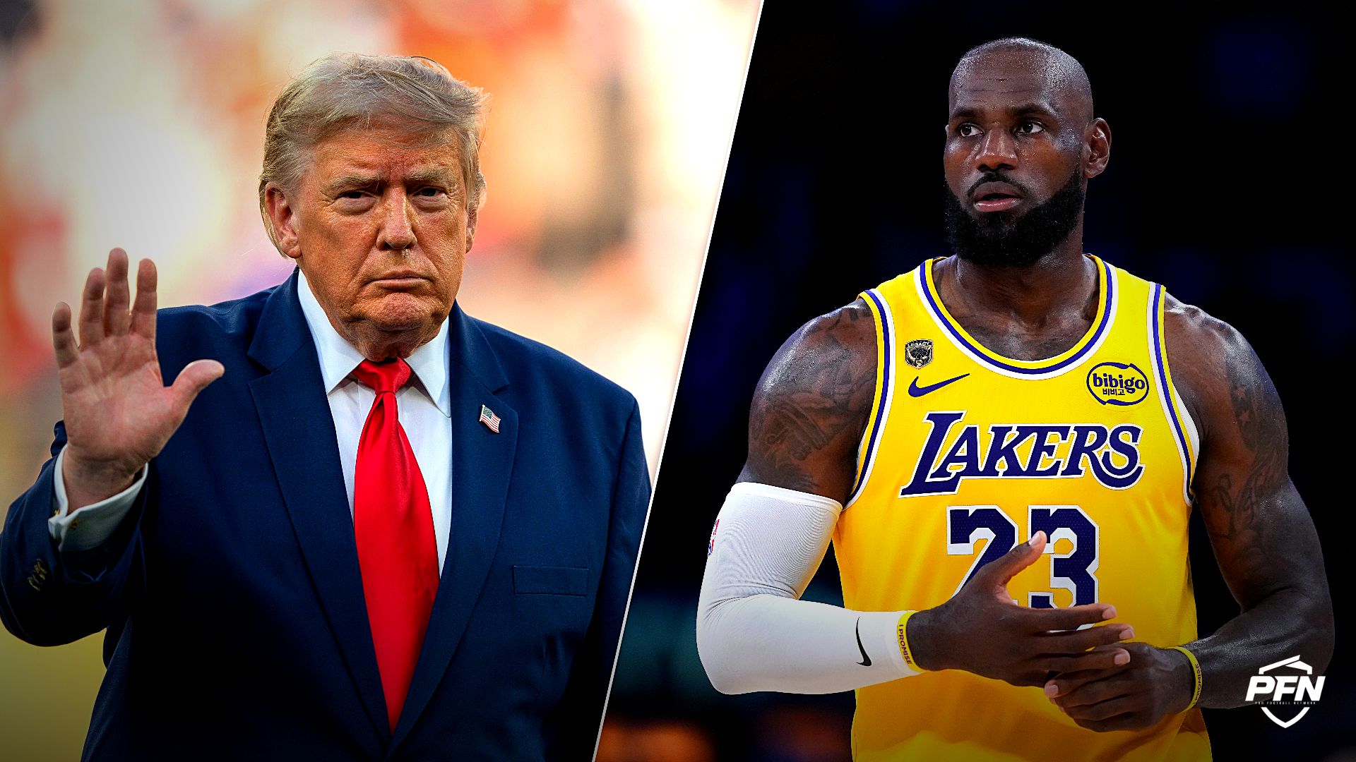 Collage featuring President Donald Trump waves to the crowd following Spains victory of Argentina during the FIFA World Cup 2026 final between and BASKETBALL-NBA-LAL-HOU/. USA TODAY Network via Reuters Co / IMAGN IMAGES via Reuters Connect