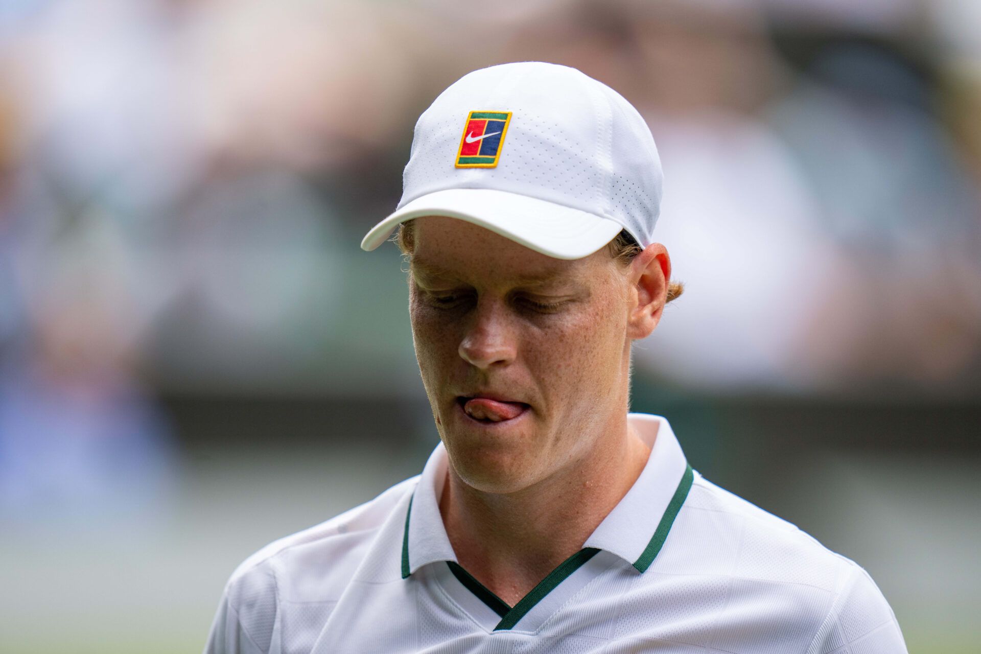 Jannik Sinner of Italy during his match against Nuno Borges of Portugal on day three at All England Lawn Tennis and Croquet Club.