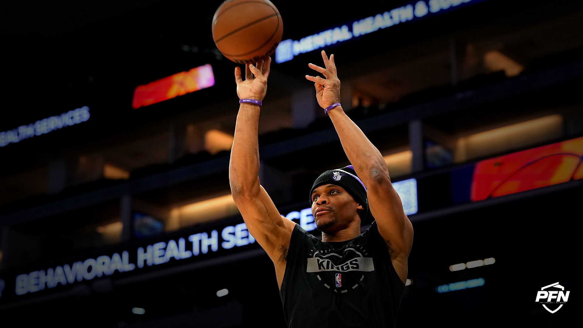 Sacramento Kings guard Russell Westbrook (18) before the game against the New Orleans Pelicans at Golden 1 Center.
