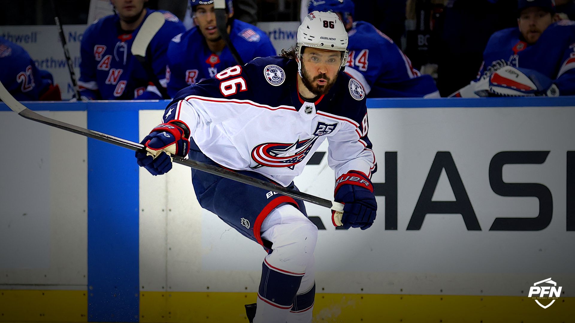 Columbus Blue Jackets right wing Kirill Marchenko.