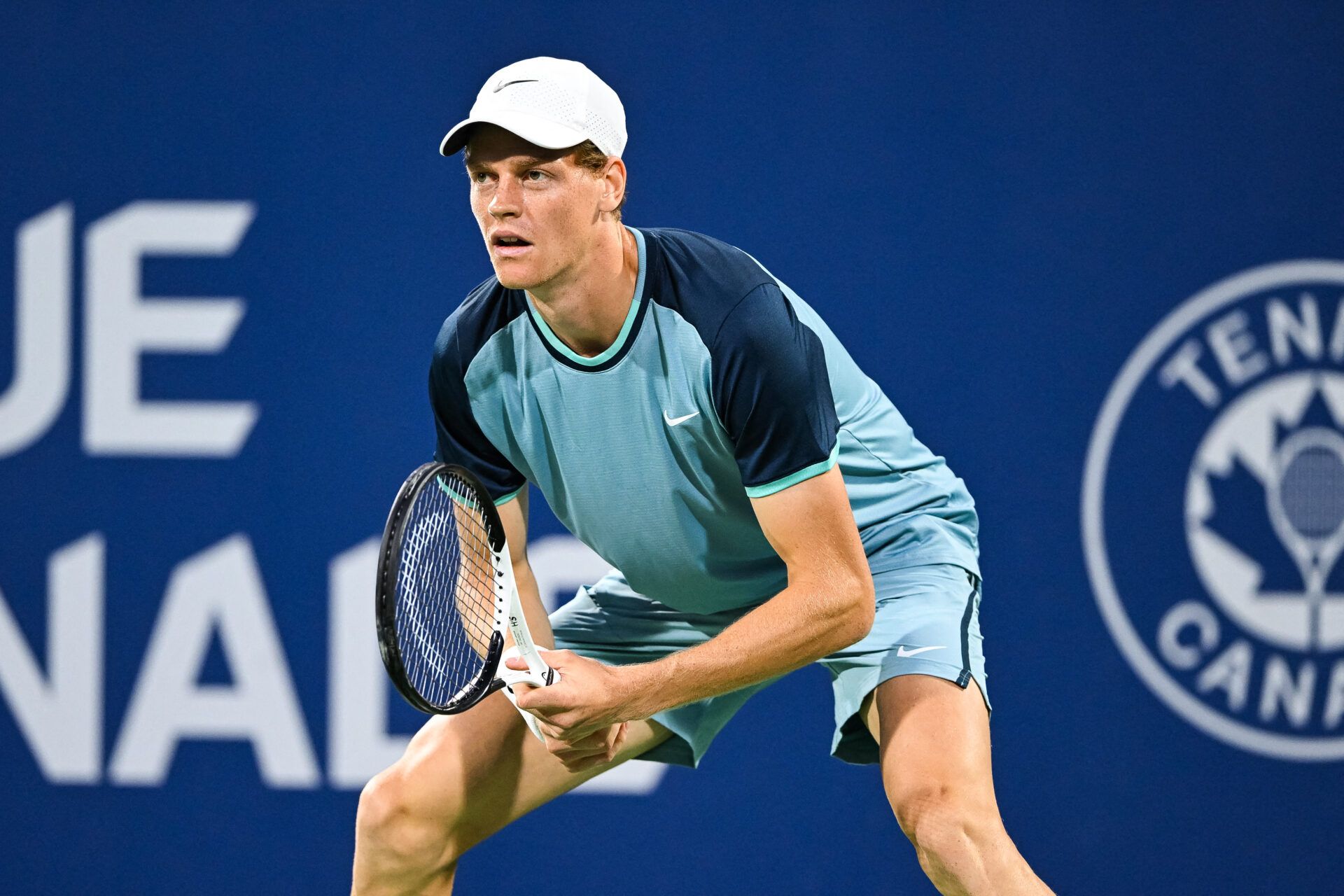 Jannik Sinner (ITA) waits for Andrey Rublev (not pictured) to serve the ball in quarterfinal play at IGA Stadium.
