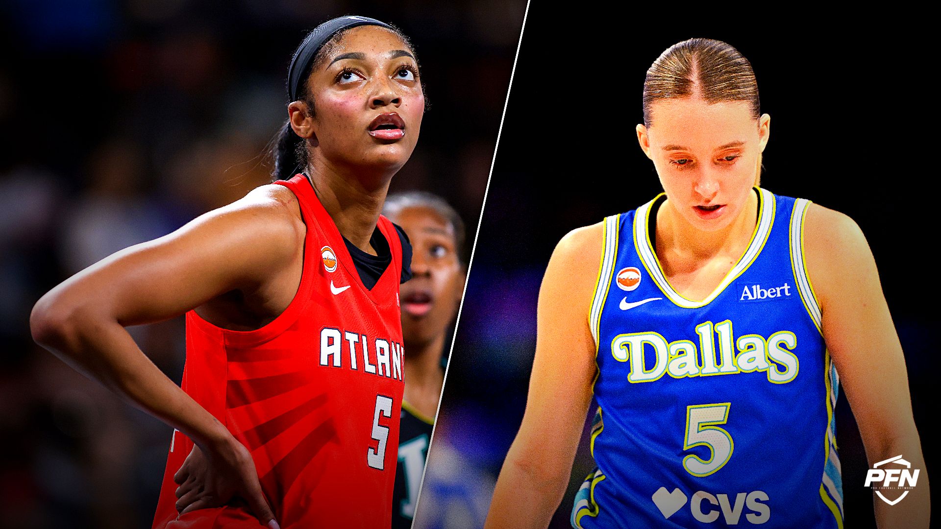 Collage featuring BASKETBALL-WNBA-ATL-LAS/ and BASKETBALL-WNBA-DAL-LV/. Credit: IMAGN IMAGES via Reuters Connect