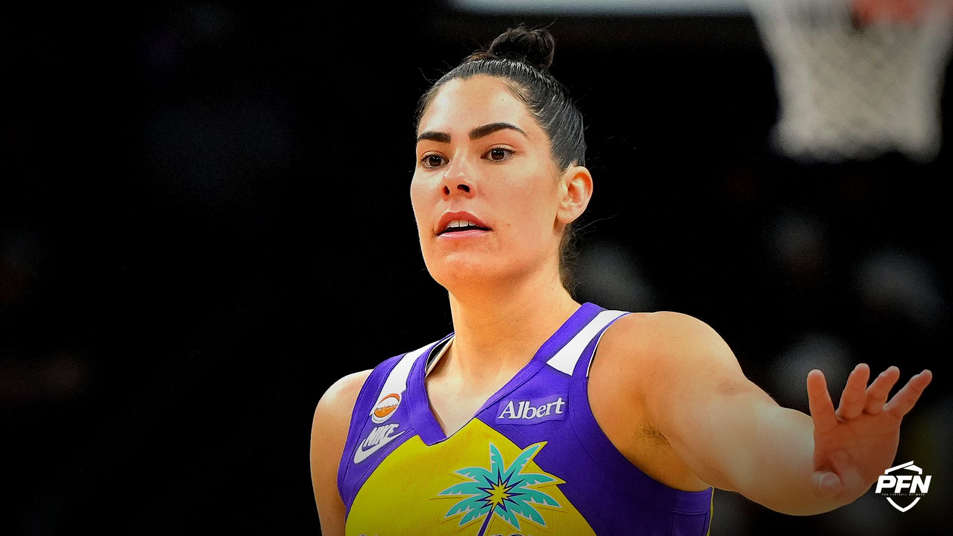 Los Angeles Sparks guard Kelsey Plum (10) calls out the play against the Phoenix Mercury in the first half at Mortgage Matchup Center.