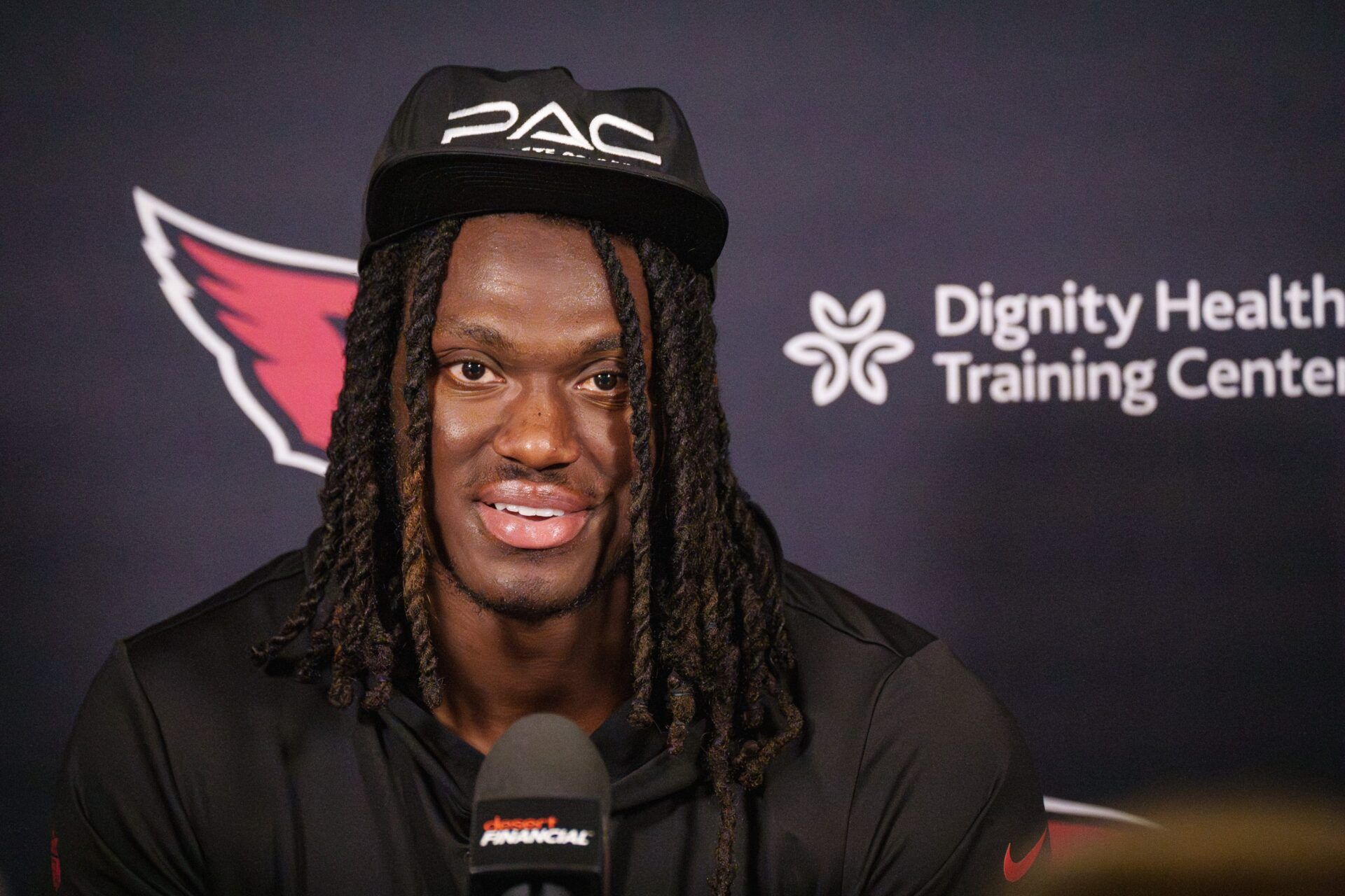 Marvin Harrison Jr. speaks to the media at the Arizona Cardinals' Tempe facility on June 2, 2026.