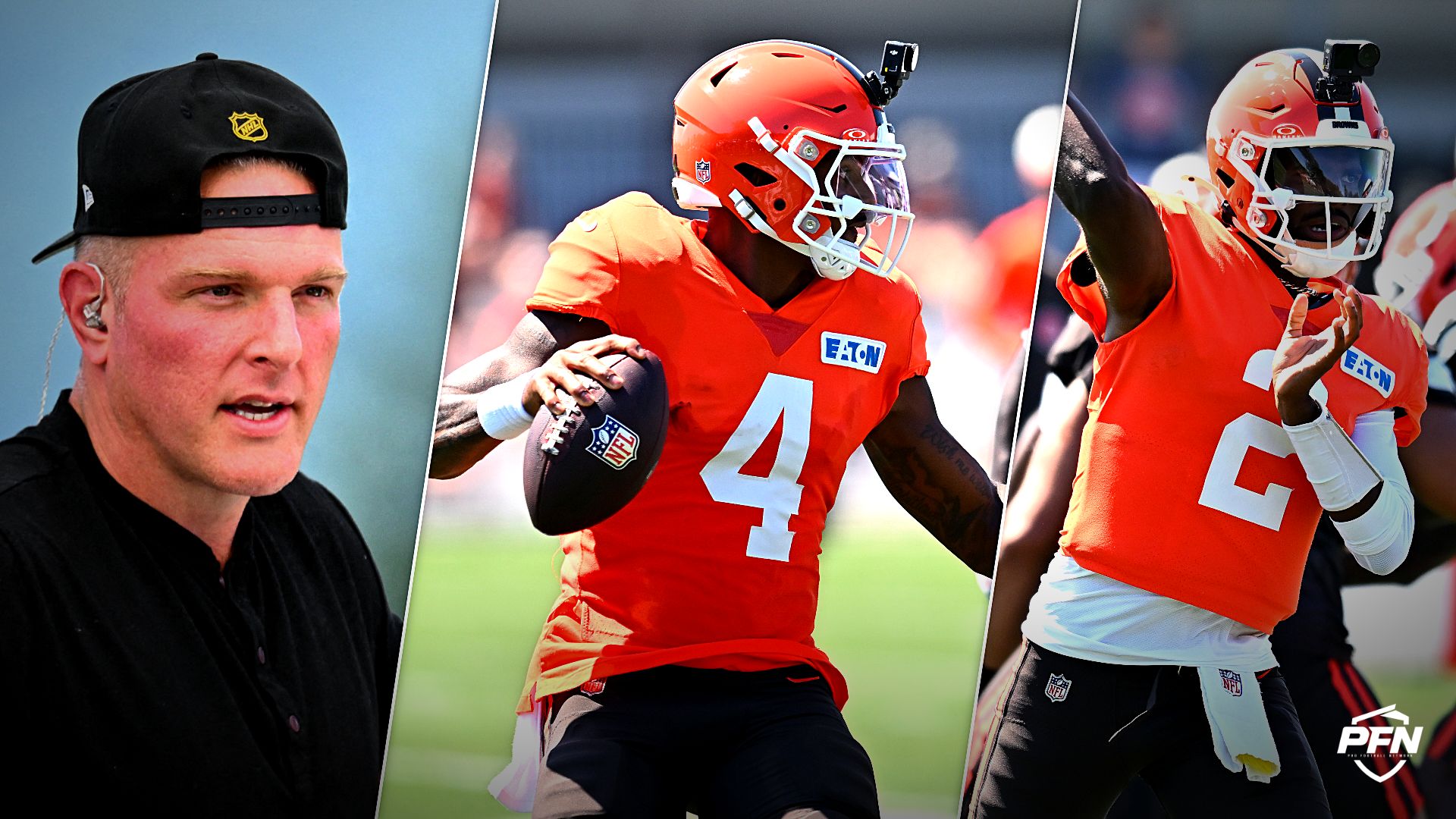 Pat McAfee Throws 2-Word Message Out as Deshaun Watson Turns Up the Heat in Browns’ QB1 Battle Against Shedeur Sanders