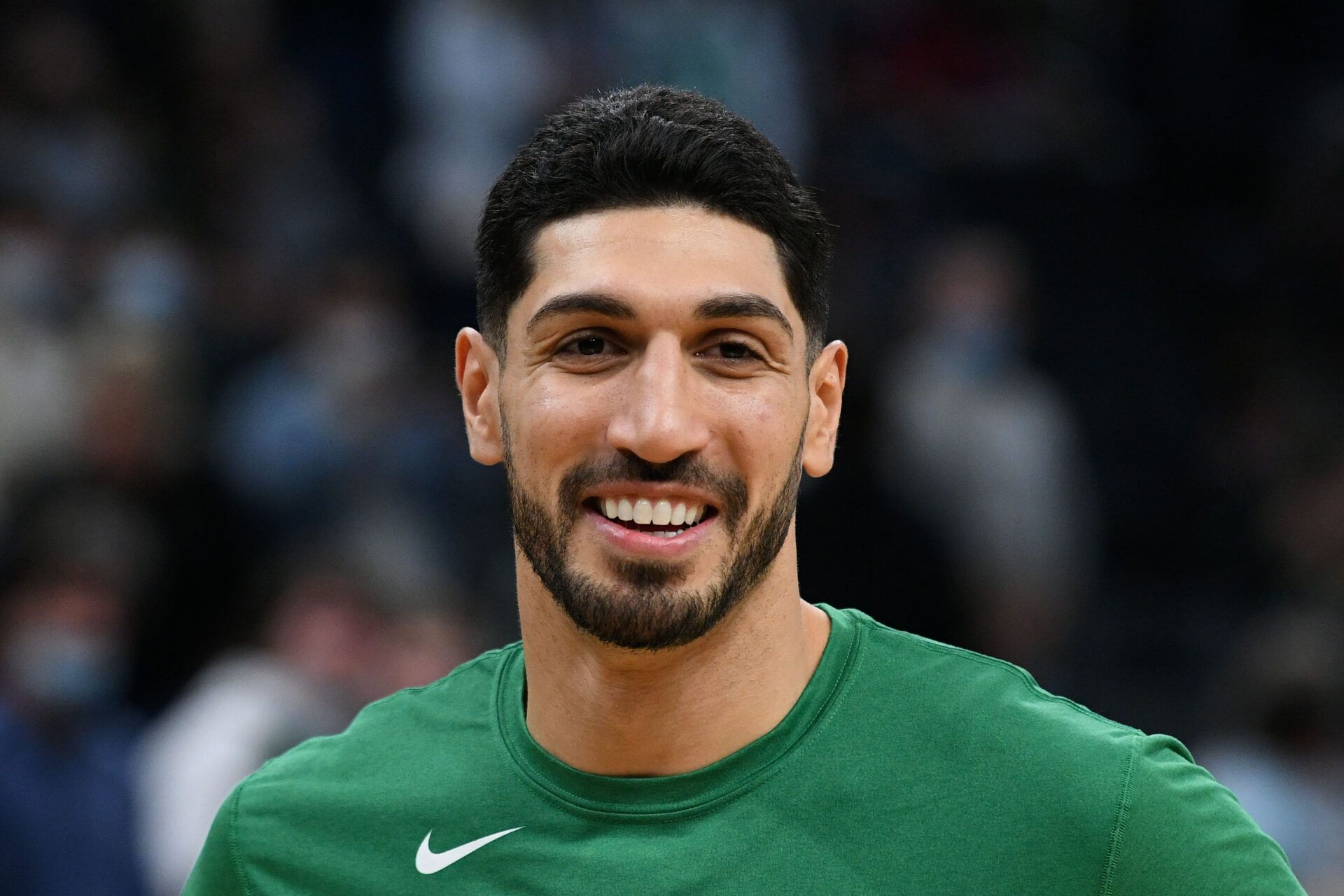 Boston Celtics center Enes Kanter (13) before a game against the Toronto Raptors at the TD Garden.