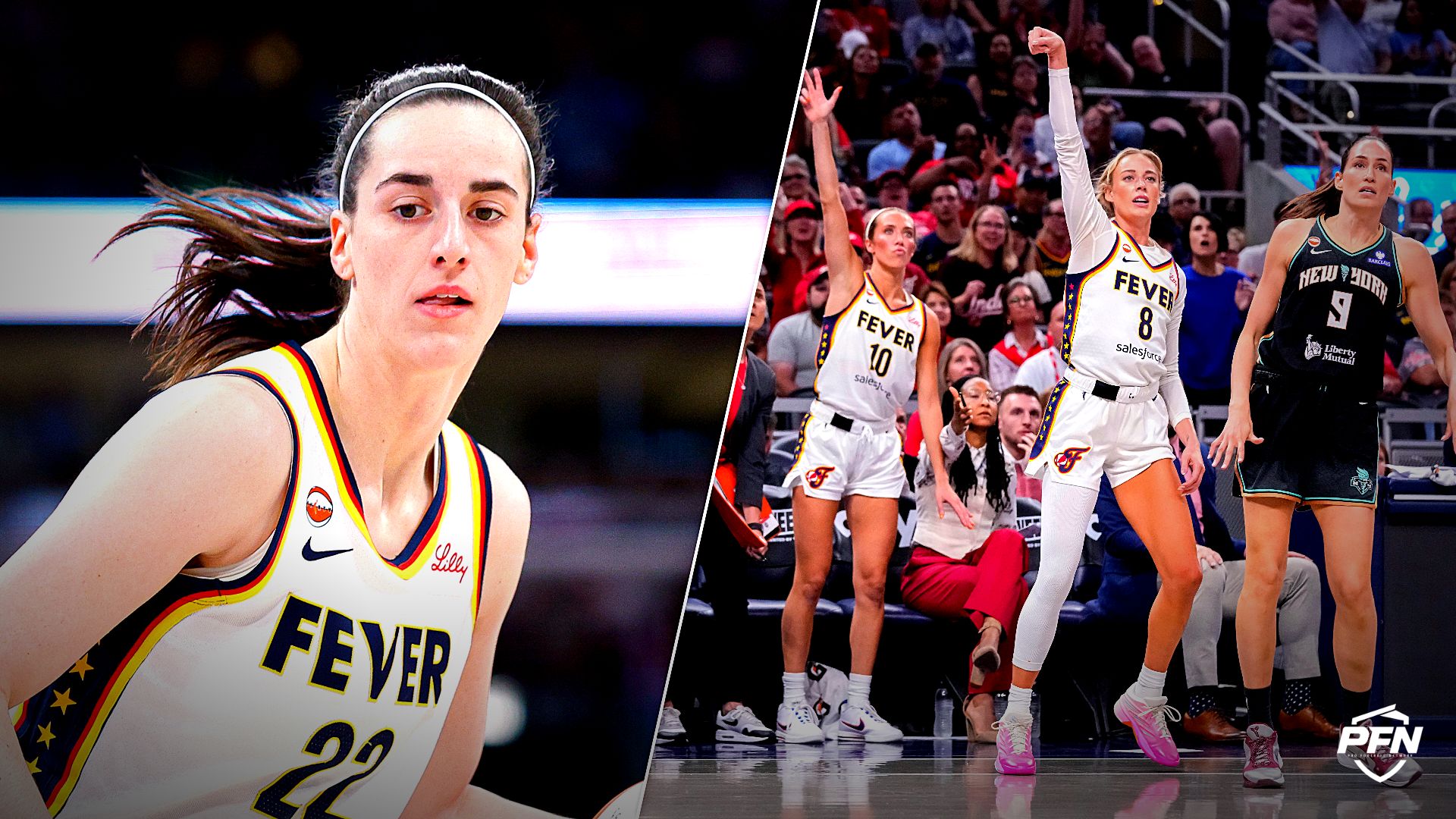 Collage featuring BASKETBALL-WNBA-CHI-IND/ and Indiana Fever guard Sophie Cunningham (8) shoots the ball for a three-point basket Tuesday, Aug. 11, 2026, during the game at.
IMAGN IMAGES via Reuters Connect / USA TODAY Network via Reuters Co
