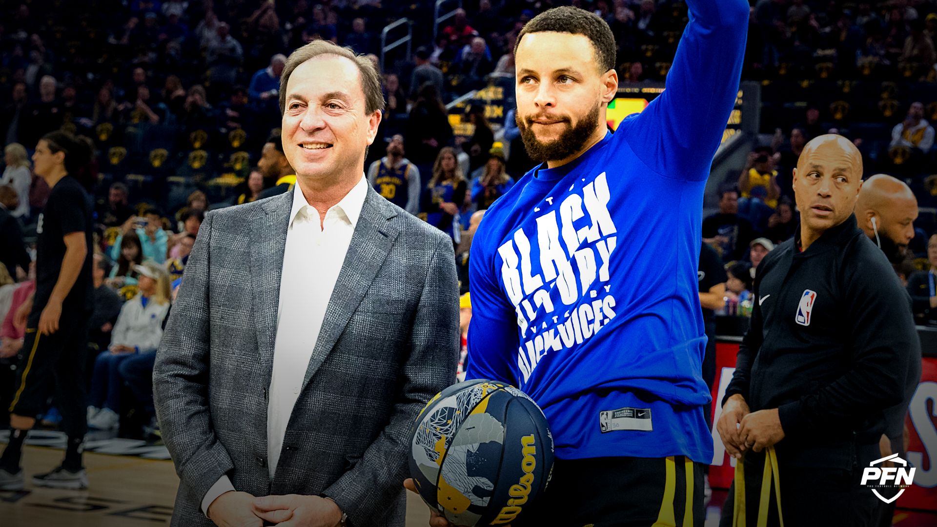Joe Lacob addresses Stephen Curry trade rumors, dismissing speculation that the Warriors star could request a move from Golden State.