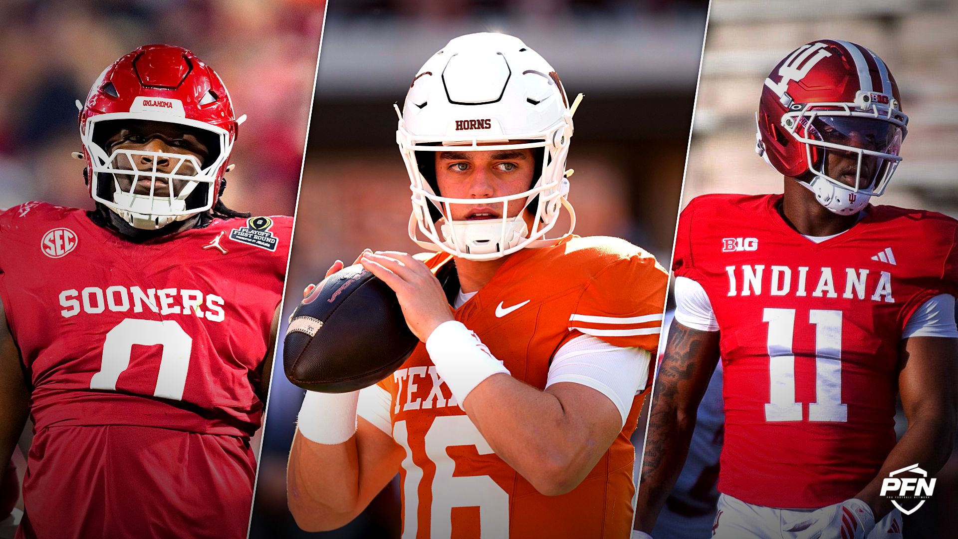 Collage featuring FOOTBALL-NCAA/, FOOTBALL-NCAA/, and Indiana's Nick Marsh (11) during spring practice at Memorial Stadium on Tuesday, March 31, 2026..