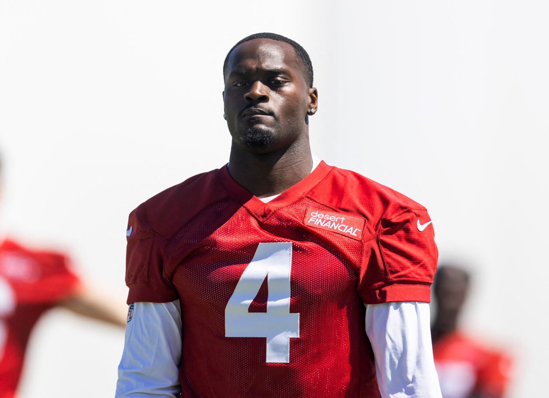 Arizona Cardinals running back Jeremiyah Love (4) during rookie minicamp at Dignity Health Arizona Cardinals Training Center.