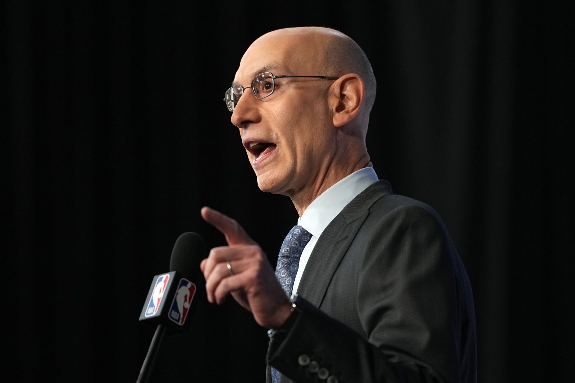 NBA commissioner Adam Silver speaks at press conference during the NBA All Star game at the Intuit Dome.