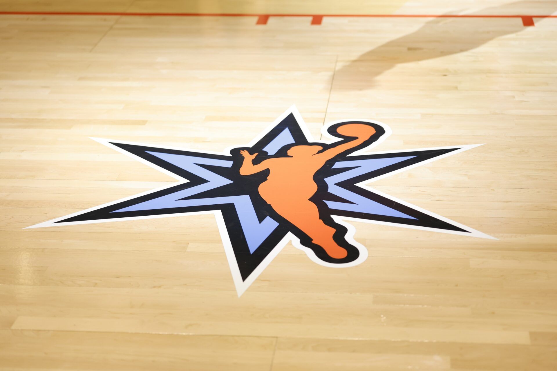 A detailed view of the the 2026 WNBA All Star logo before the Skills Competition at Wintrust Arena.