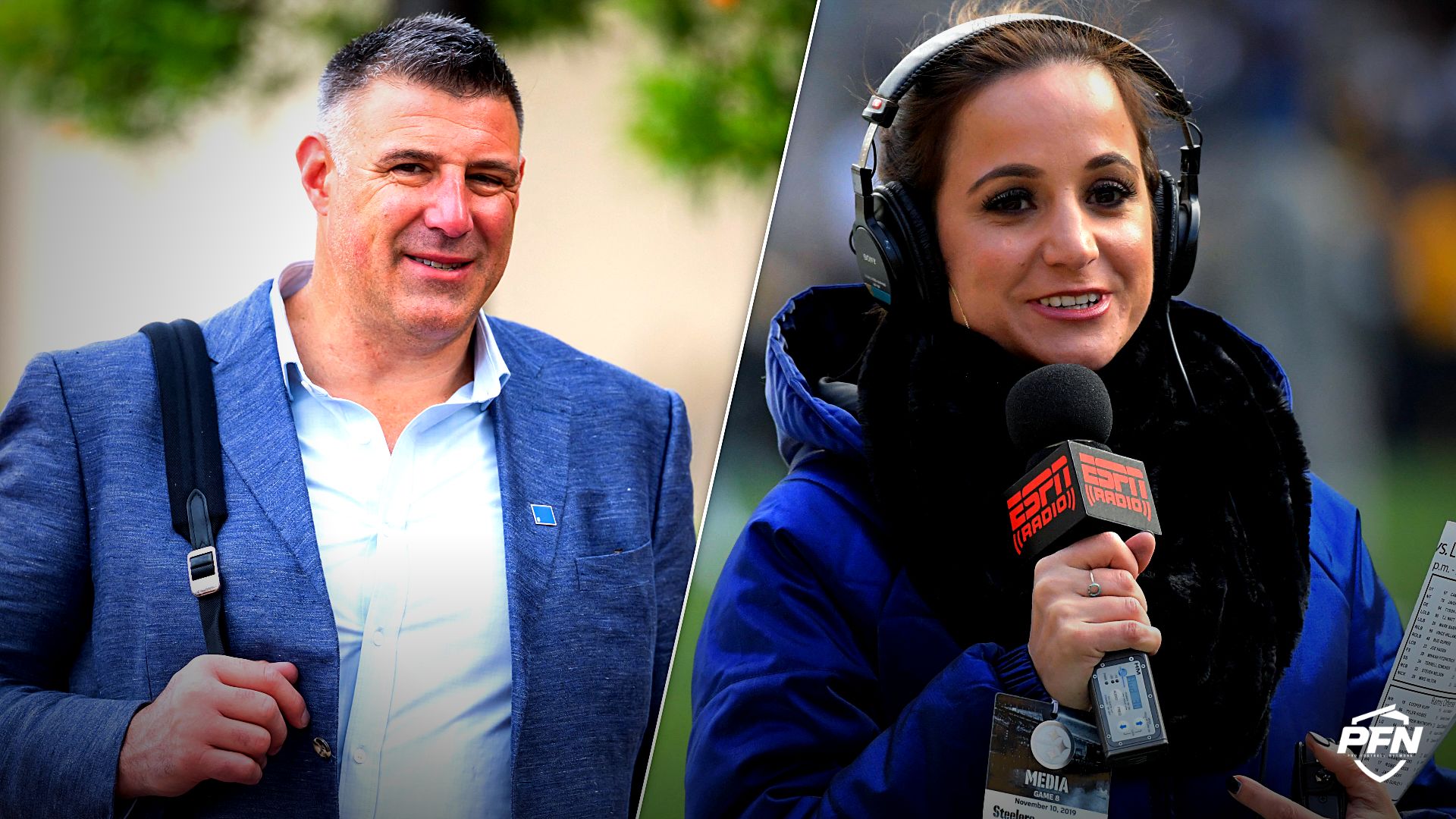 New England Patriots head coach Mike Vrabel and former sports journalist Dianna Russini.