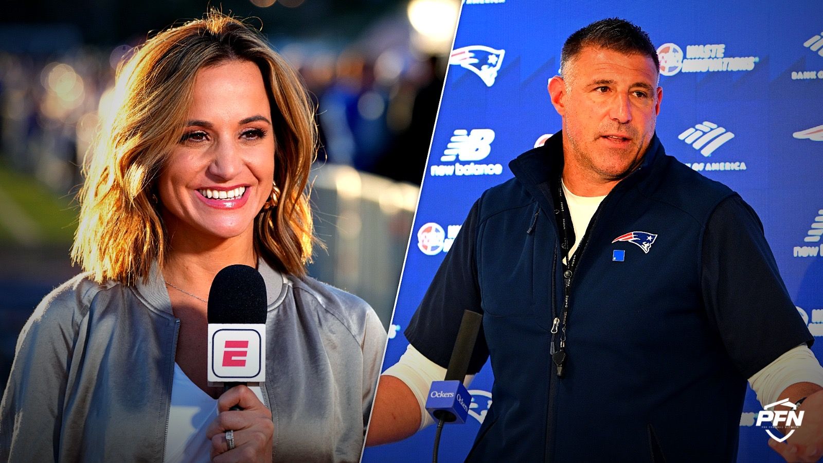 Dianna Russini, Mike Vrabel, Source: USA TODAY Sports / IMAGN IMAGES via Reuters Connect