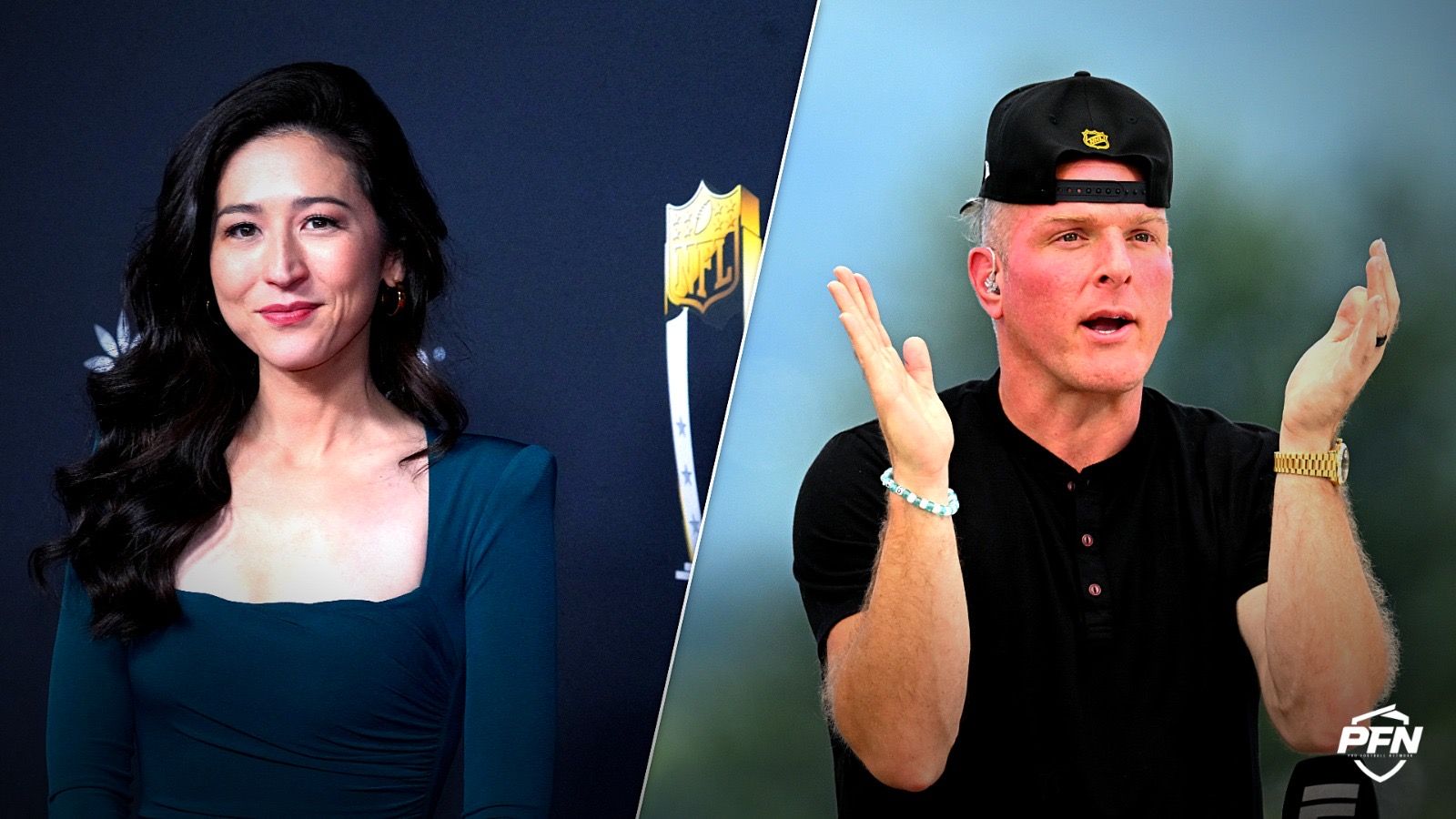 Mina Kimes, Pat McAfee, Source: IMAGN IMAGES via Reuters Connect