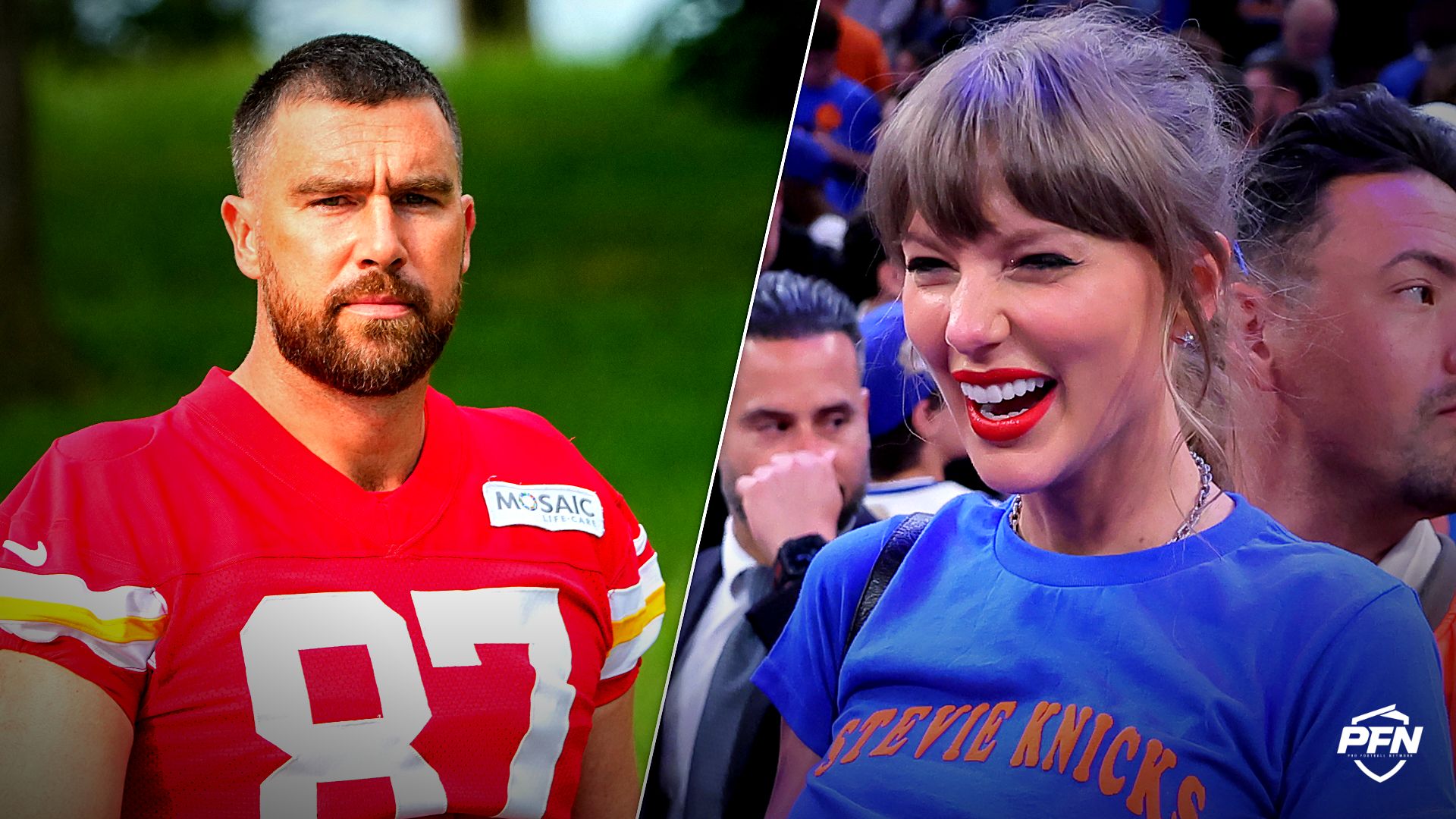 Kansas City Chiefs tight end Travis Kelce and American singer Taylor Swift.